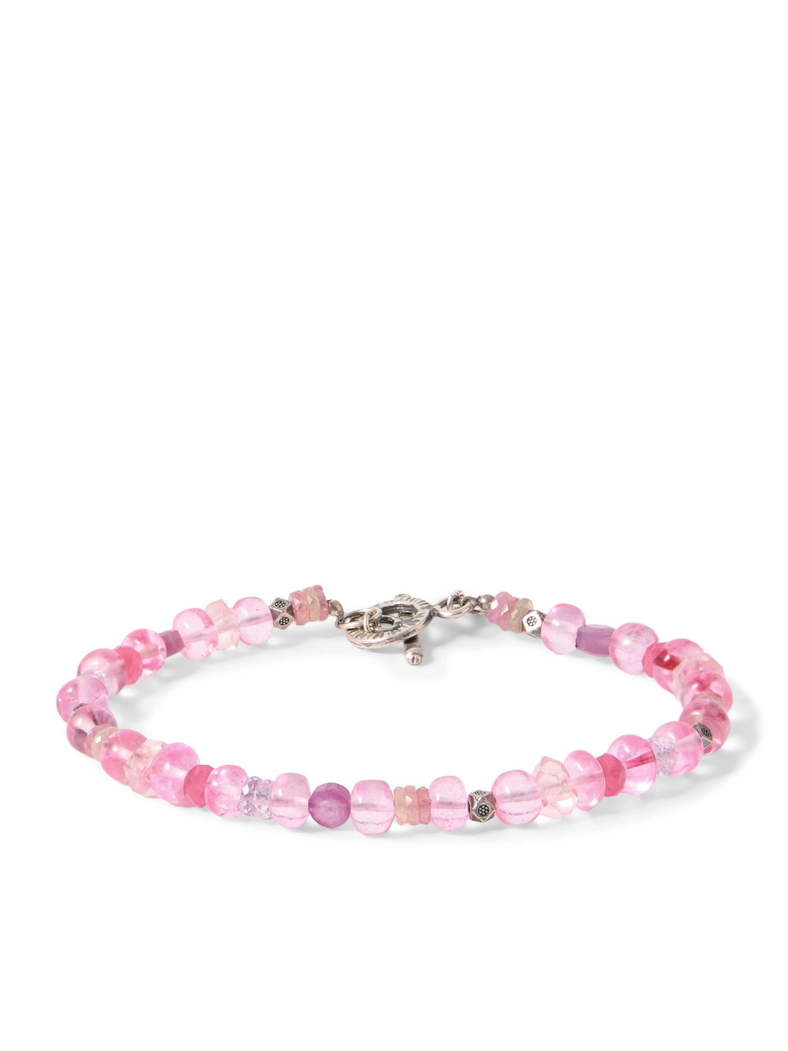 Peyote Bird Metz Silver Multi-stone Beaded Bracelet In Pink