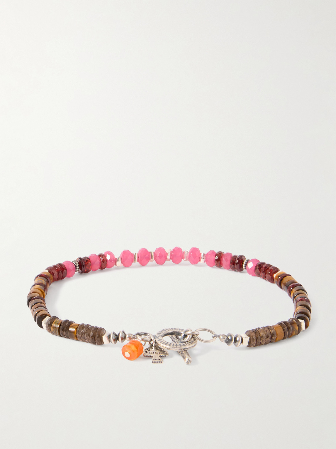Peyote Bird Vero Sterling Silver Multi-stone Beaded Bracelet In Pink