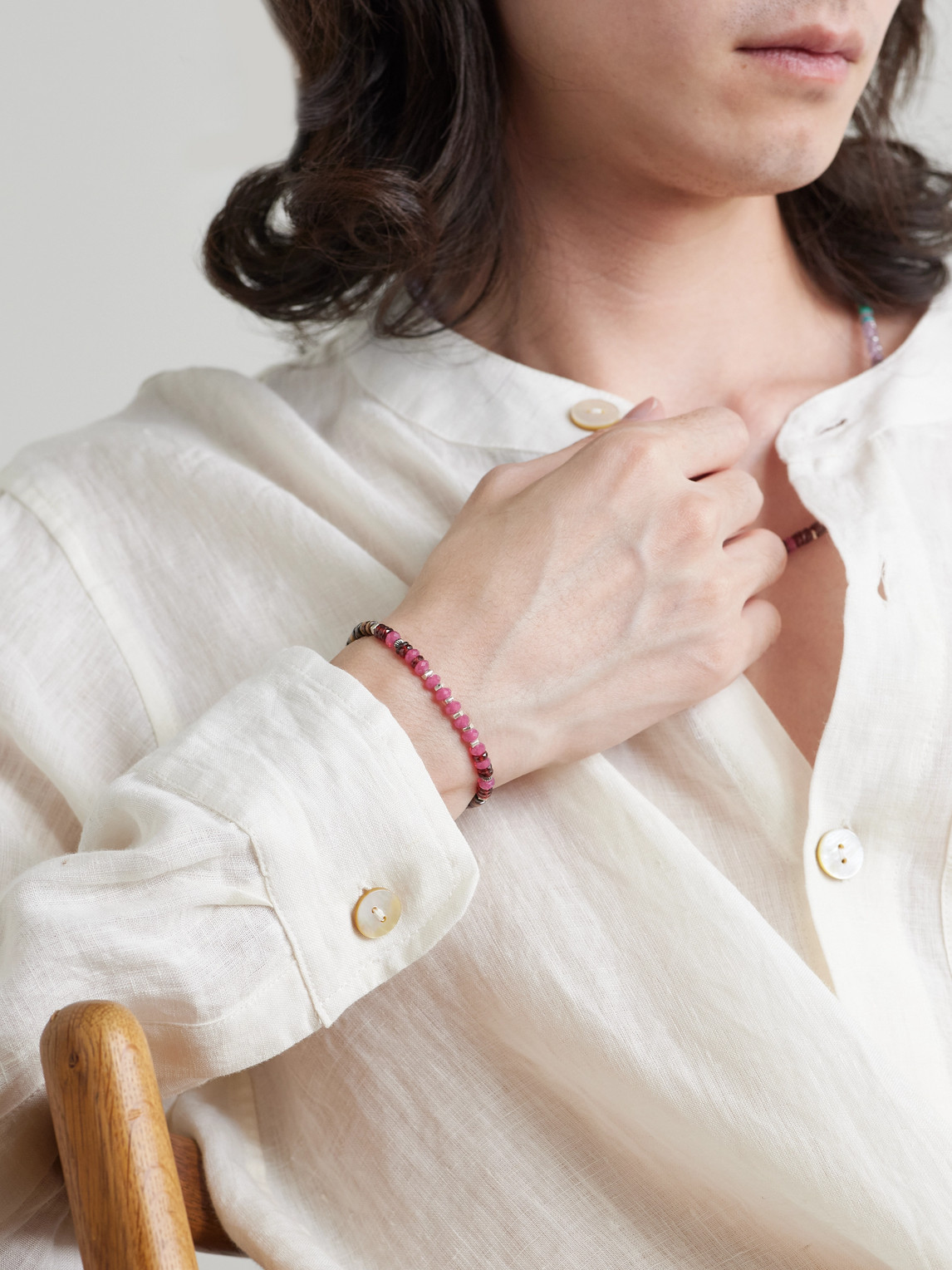 Peyote Bird Vero Sterling Silver Multi-stone Beaded Bracelet In Pink
