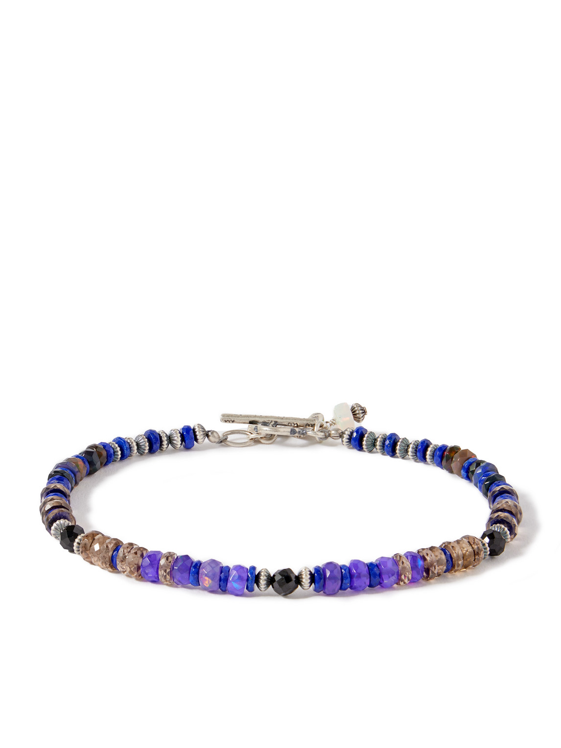Peyote Bird Zinnia Sterling Silver Multi-stone Beaded Bracelet In Blue