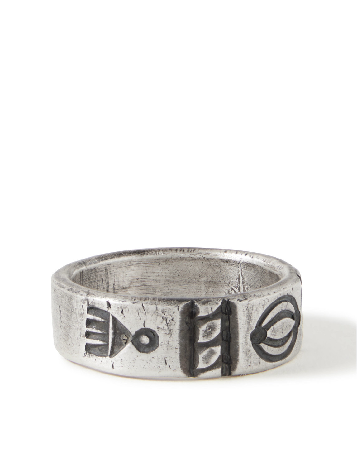 Maquise Engraved Sterling Silver Ring
