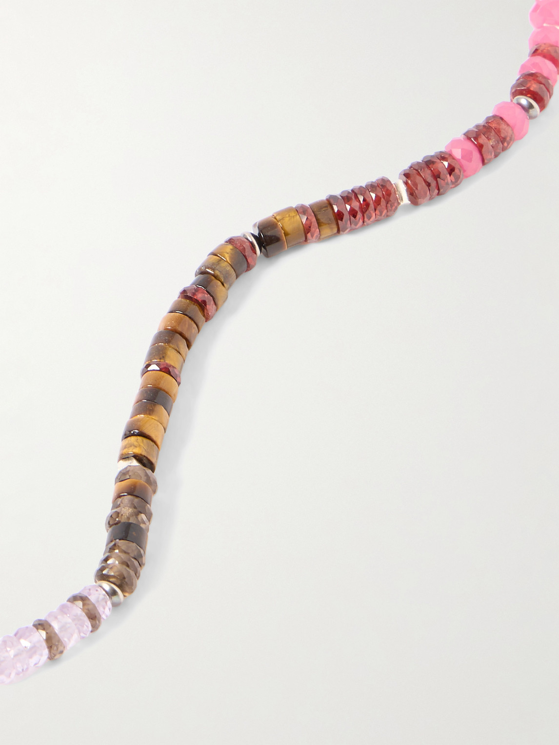 Peyote Bird Poppy Sterling Silver Multi-stone Beaded Bracelet In Pink