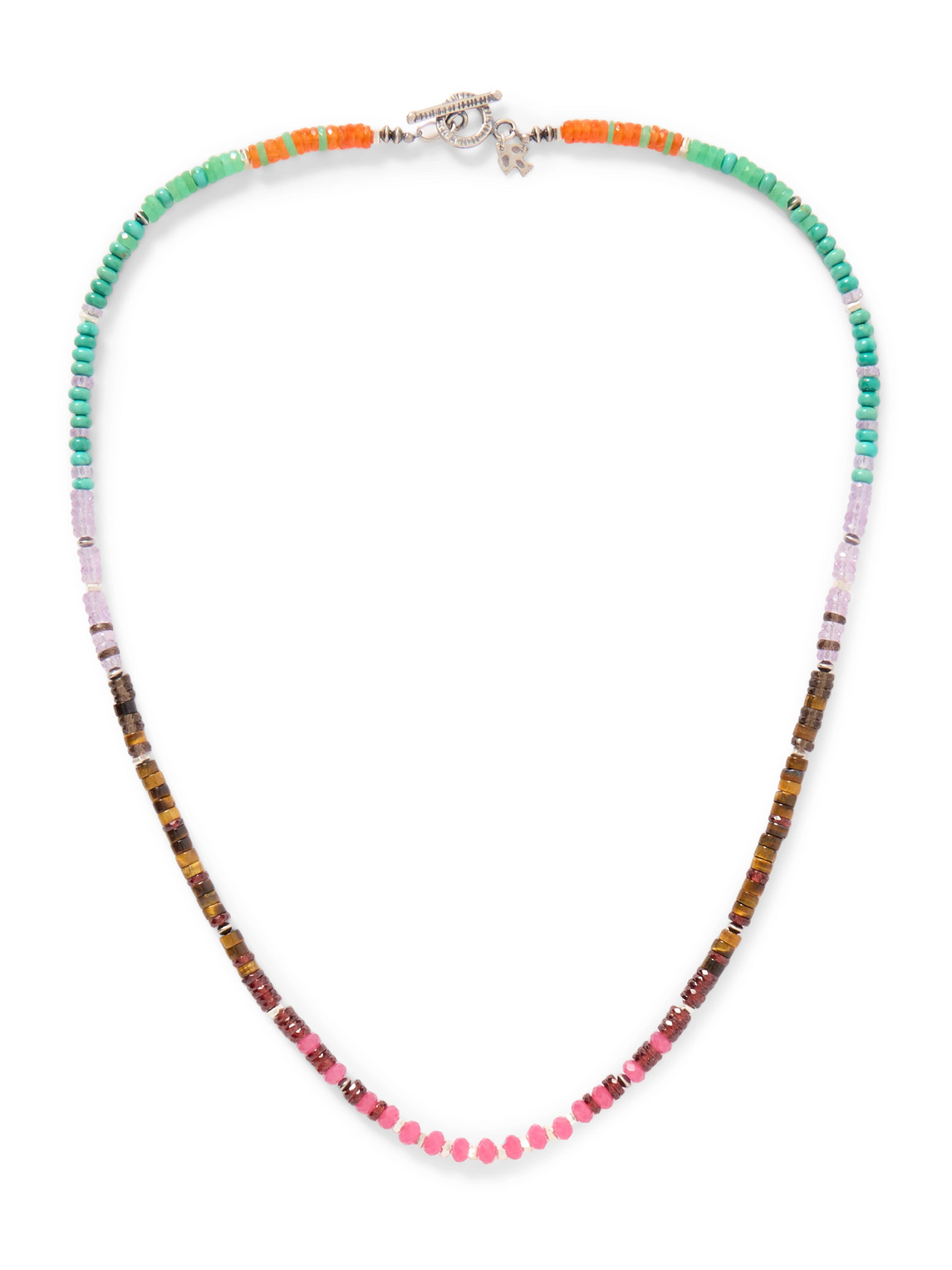 Peyote Bird Poppy Sterling Silver Multi-stone Beaded Bracelet In Pink