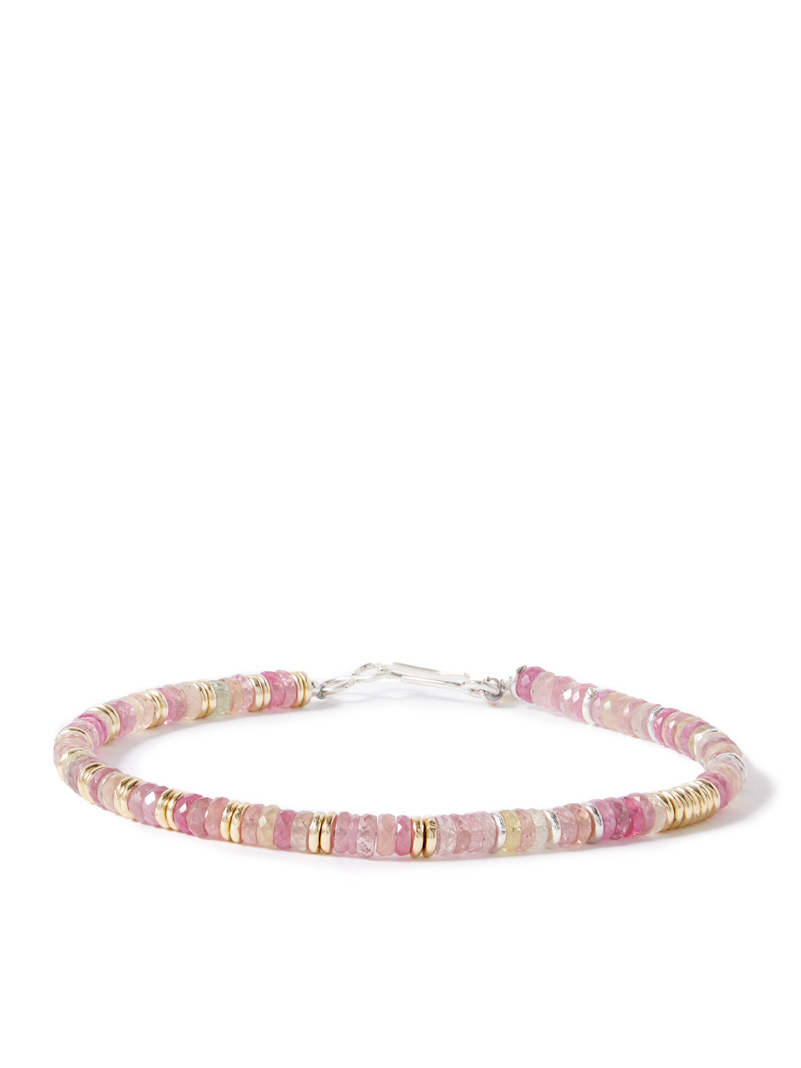 Peyote Bird Virgo 14-karat Gold-plated Silver Sapphire Beaded Bracelet In Pink