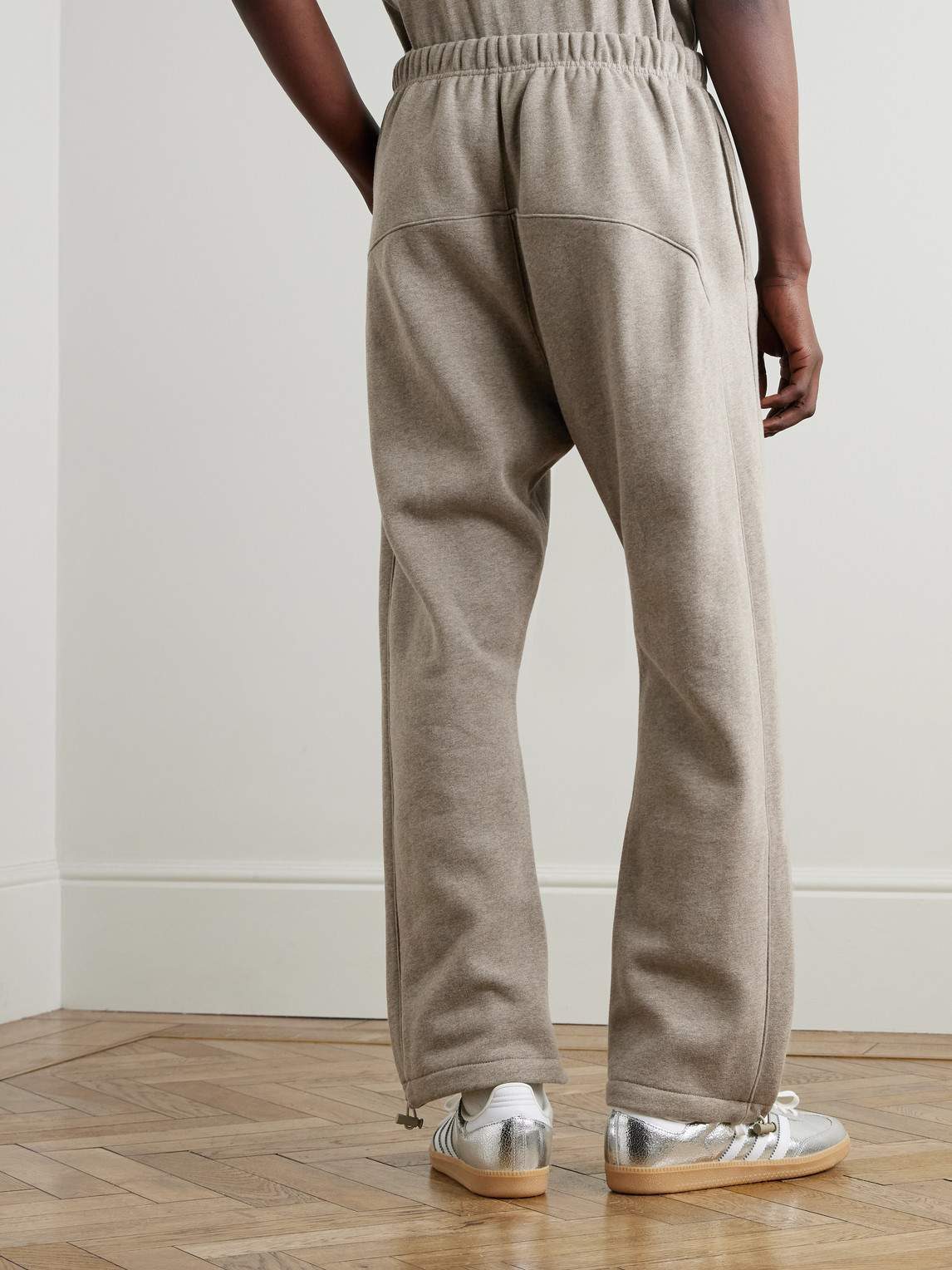 Essentials Brown Relaxed Fleece Piping Sweatpants In Gray