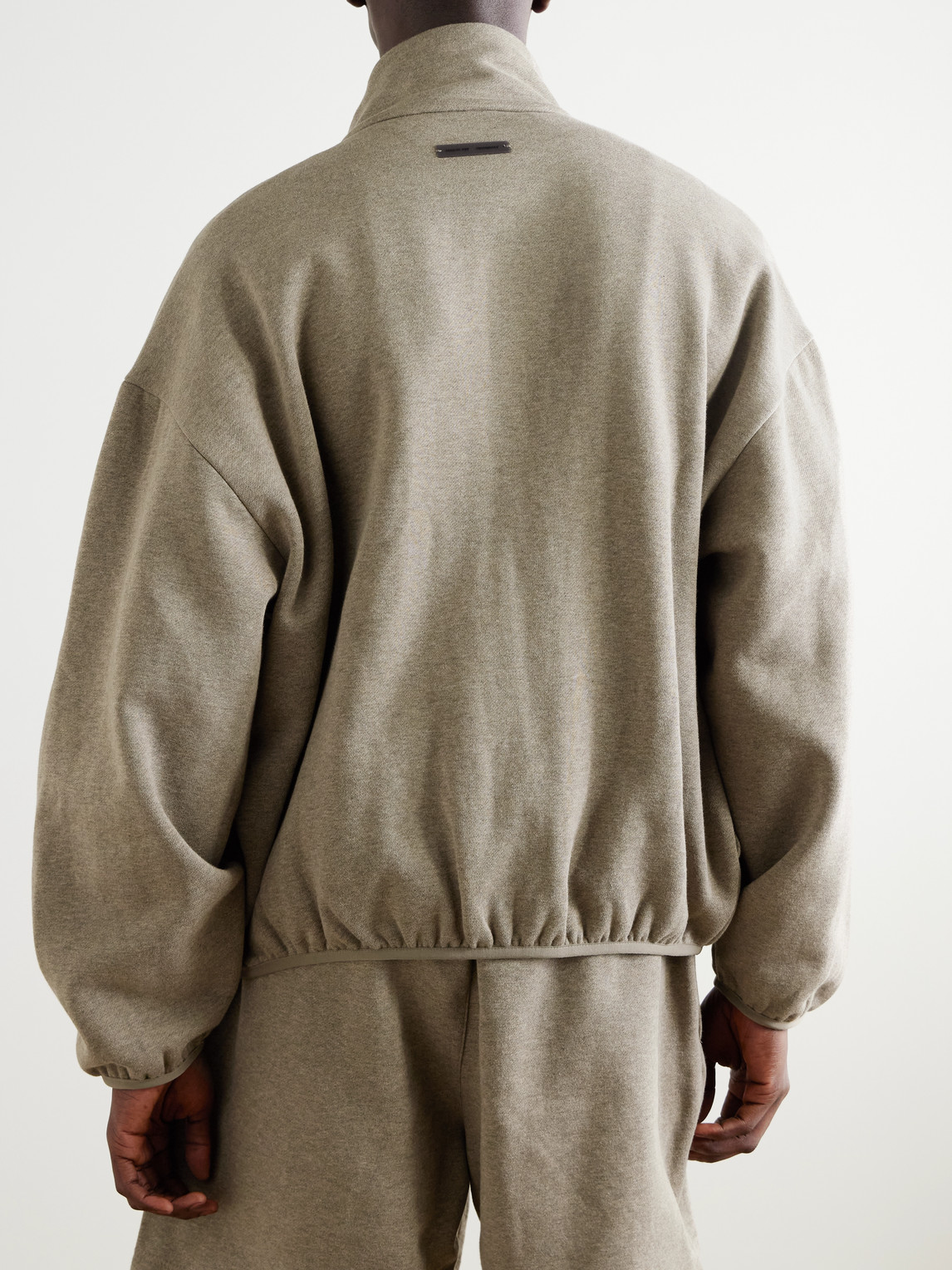 Essentials Oversized Logo-appliquéd Cotton-blend Jersey Zip-up Sweatshirt In Neutral