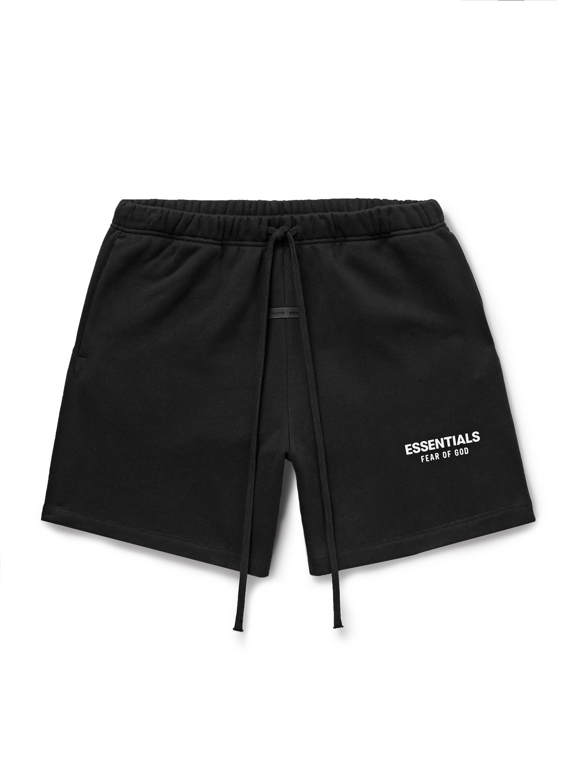 Essentials Mens Jet Black Logo-embellished Cotton-blend Shorts