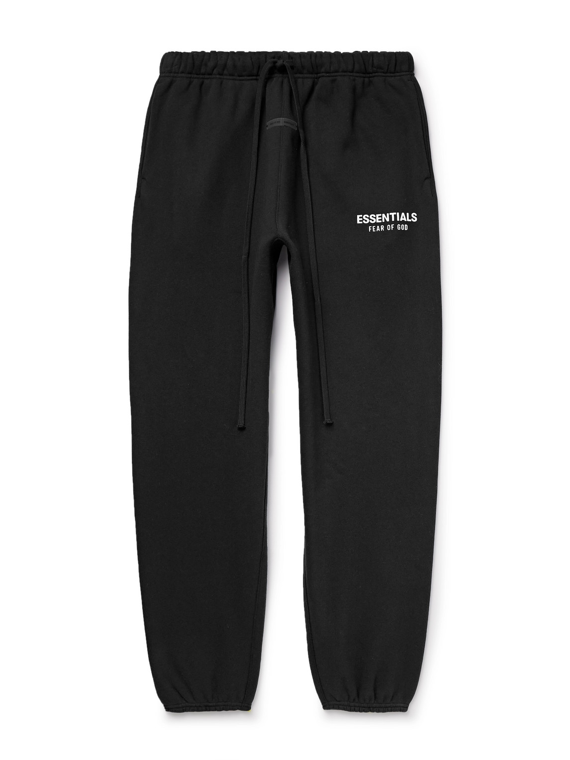 Essentials Tapered Logo-appliquéd Cotton-blend Jersey Sweatpants In Black
