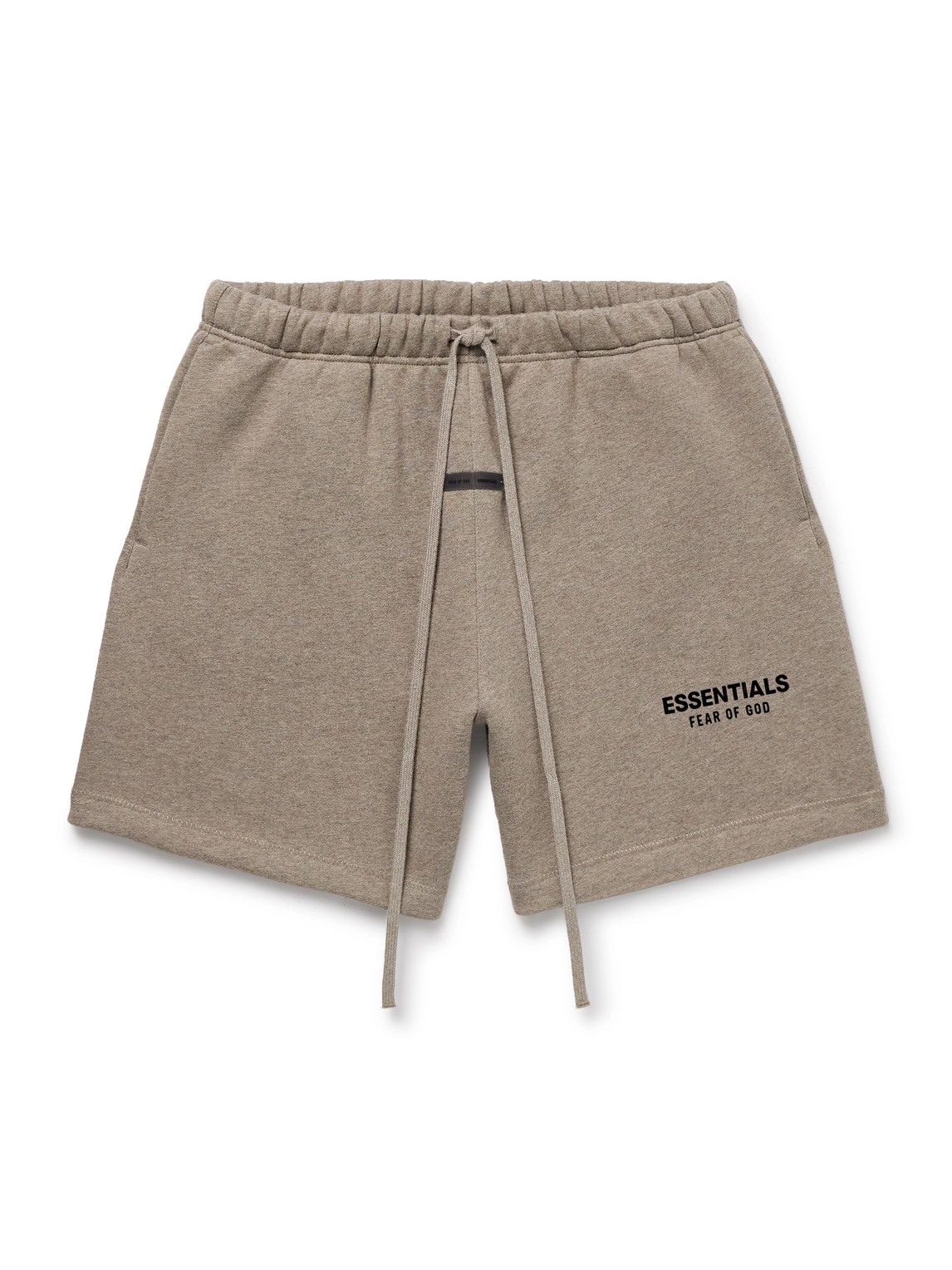 Essentials Straight-leg Logo-appliquéd Cotton-blend Jersey Drawstring Shorts In Brown