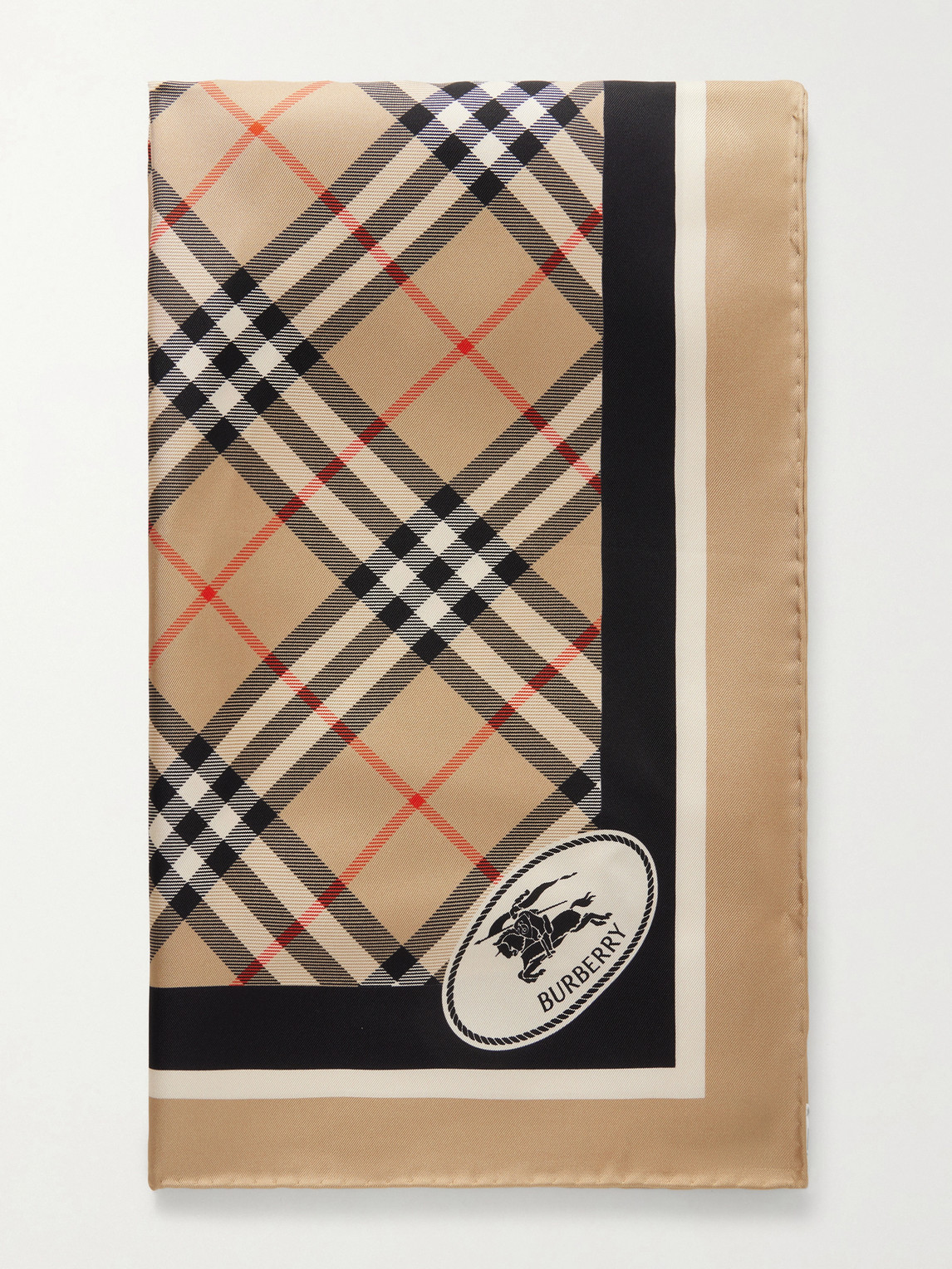 Burberry Logo-Print Checked Silk-Twill Scarf - Men