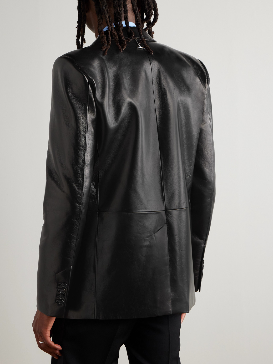 Alexander Mcqueen Leather Blazer In Black