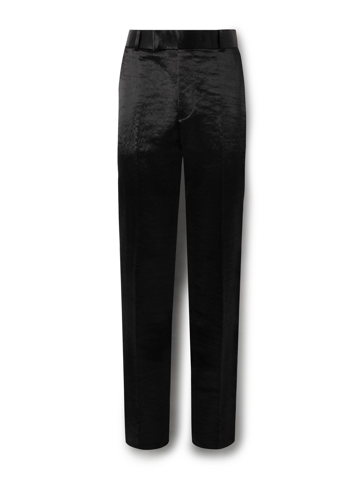 Alexander Mcqueen Slim-fit Straight-leg Hammered-satin Suit Trousers In Black