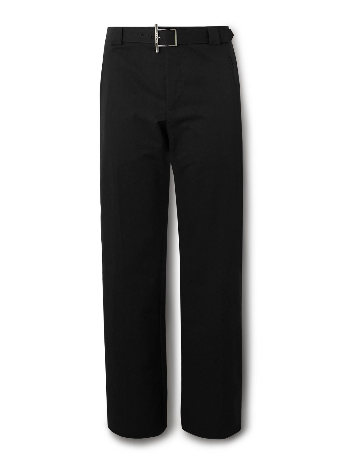 Alexander Mcqueen Straight-leg Belted Cotton-blend Trousers In Black