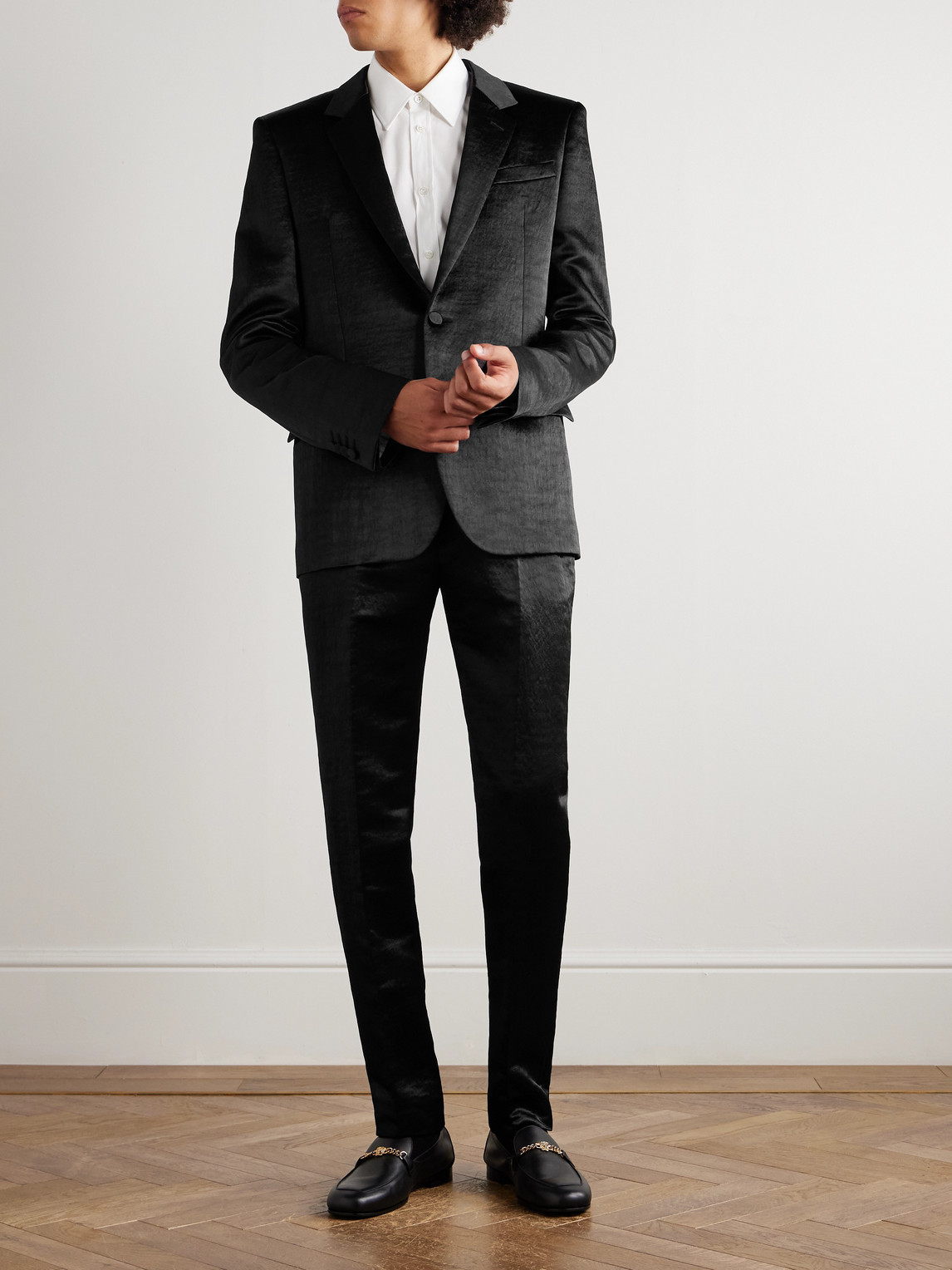Alexander Mcqueen Hammered-satin Suit Jacket In Black