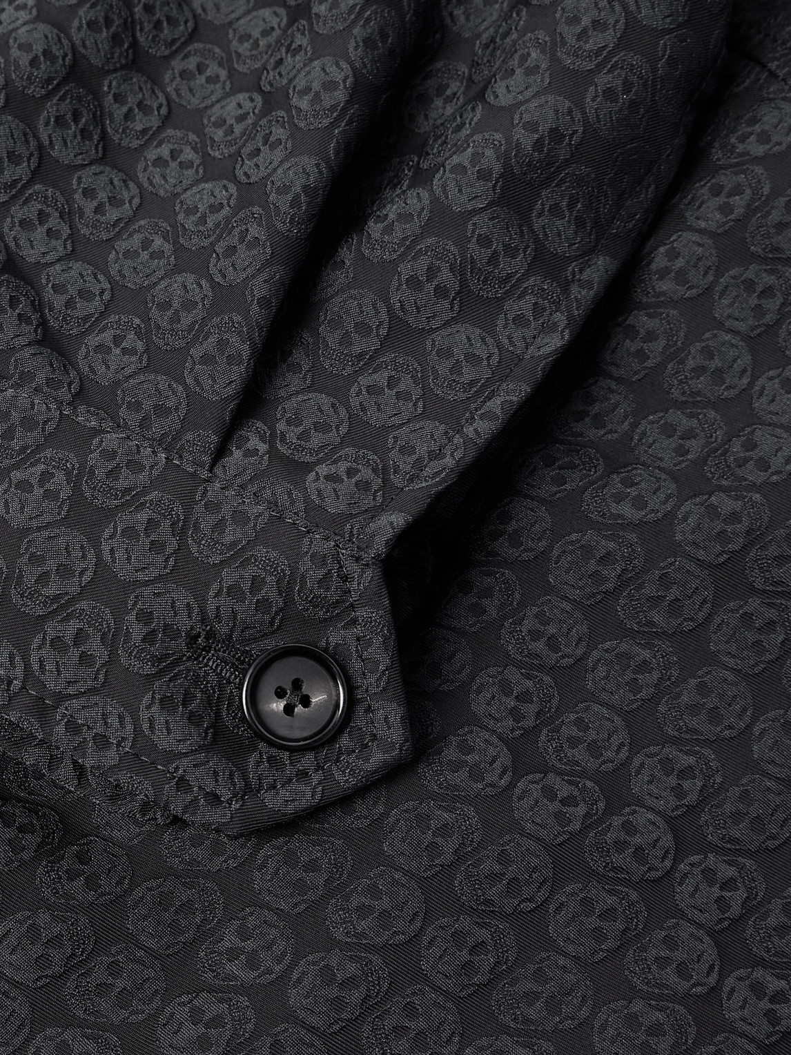 Alexander Mcqueen Cropped Printed Twill Harrington Jacket In Black