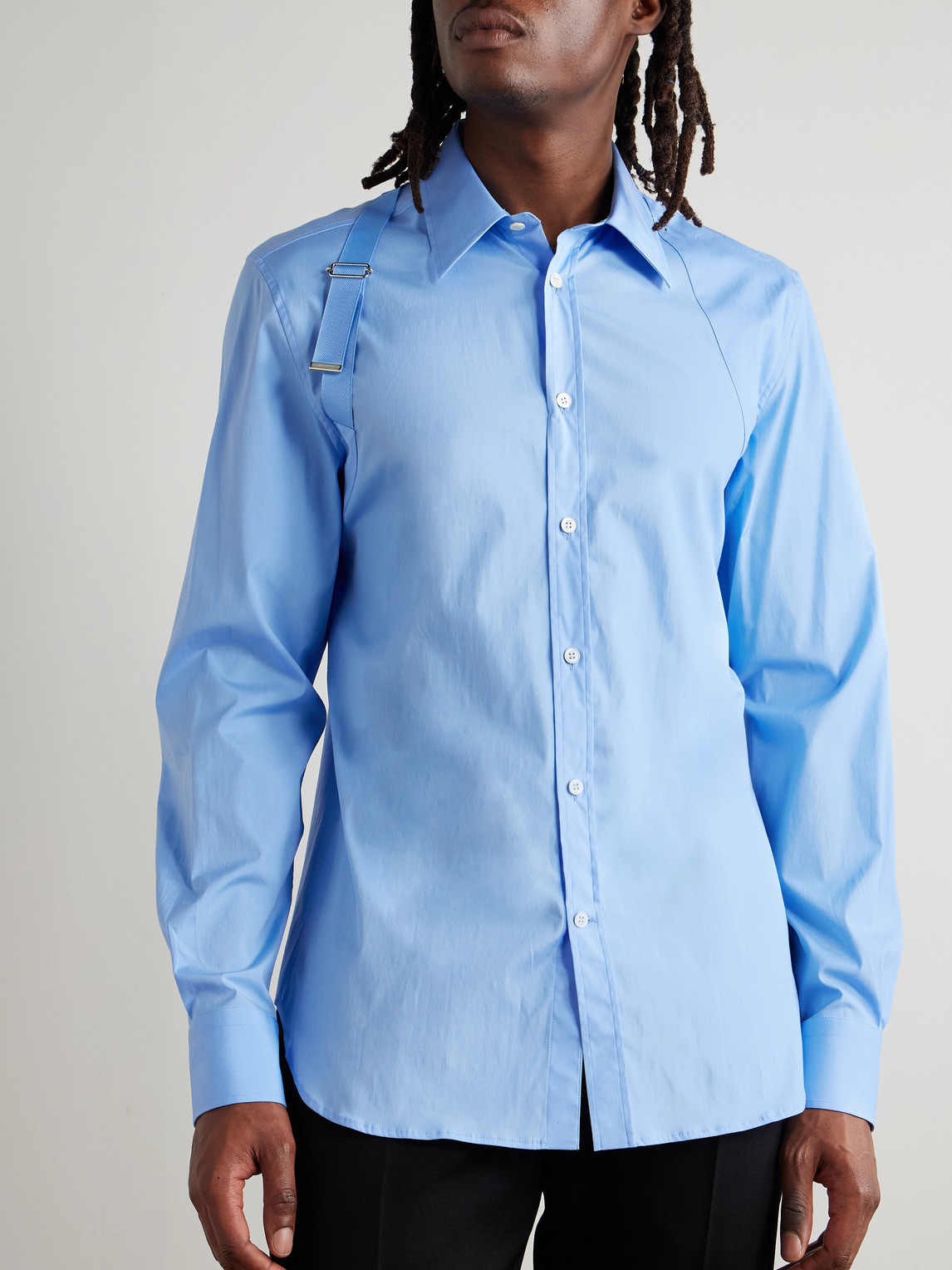 Alexander Mcqueen Slim-fit Harness-detailed Stretch-cotton Shirt
