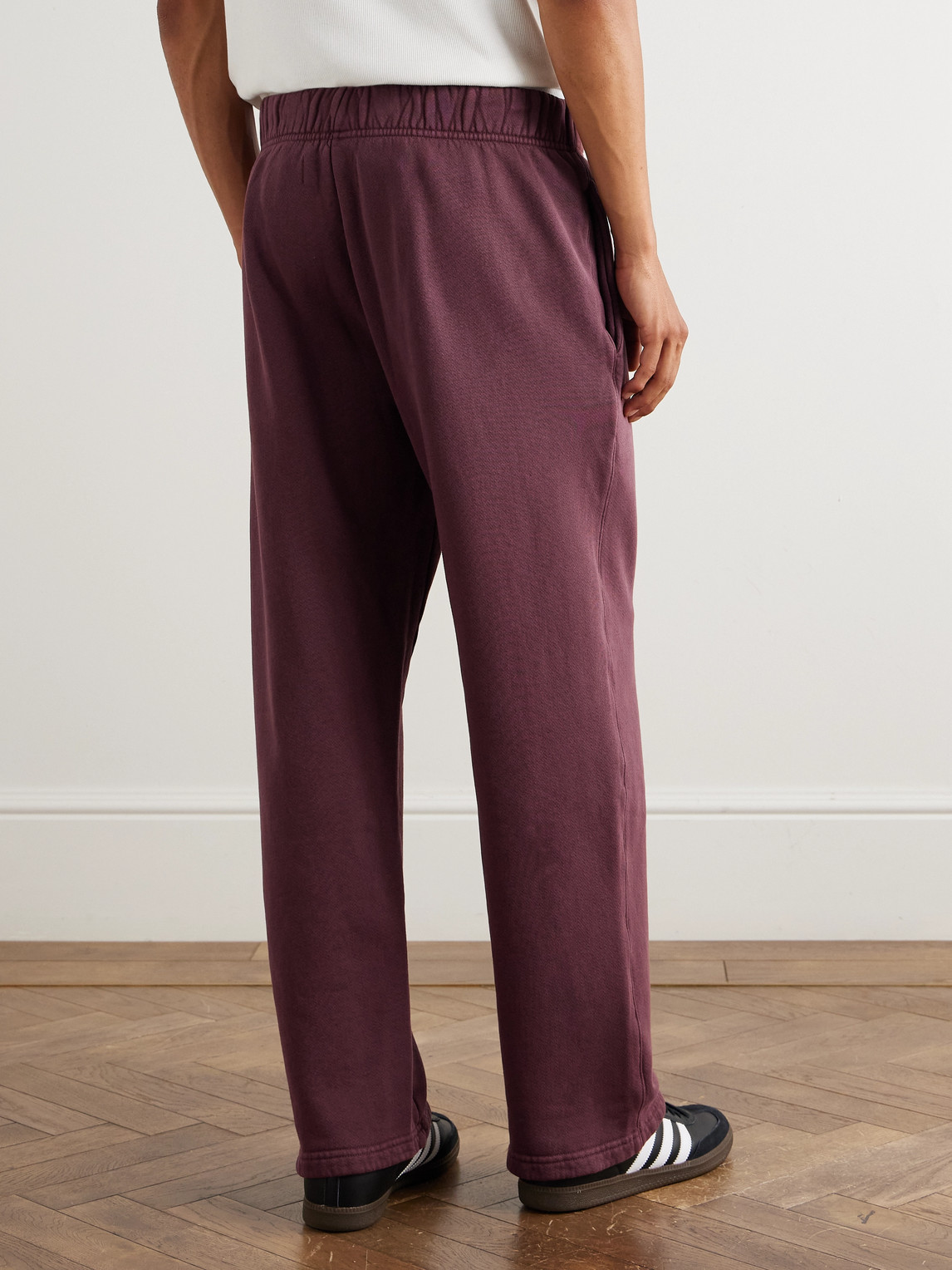 Les Tien Straight-leg Garment-dyed Cotton-jersey Sweatpants In Purple