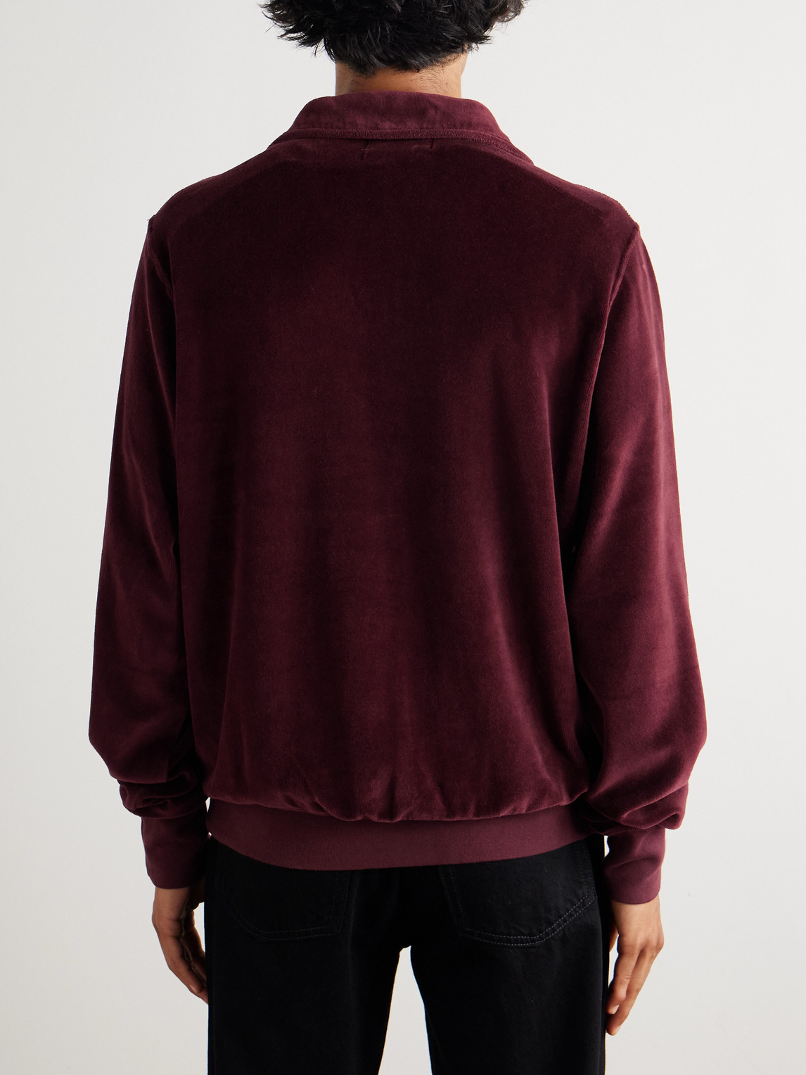 Les Tien Cotton-blend Velour Half-zip Sweatshirt In Burgundy