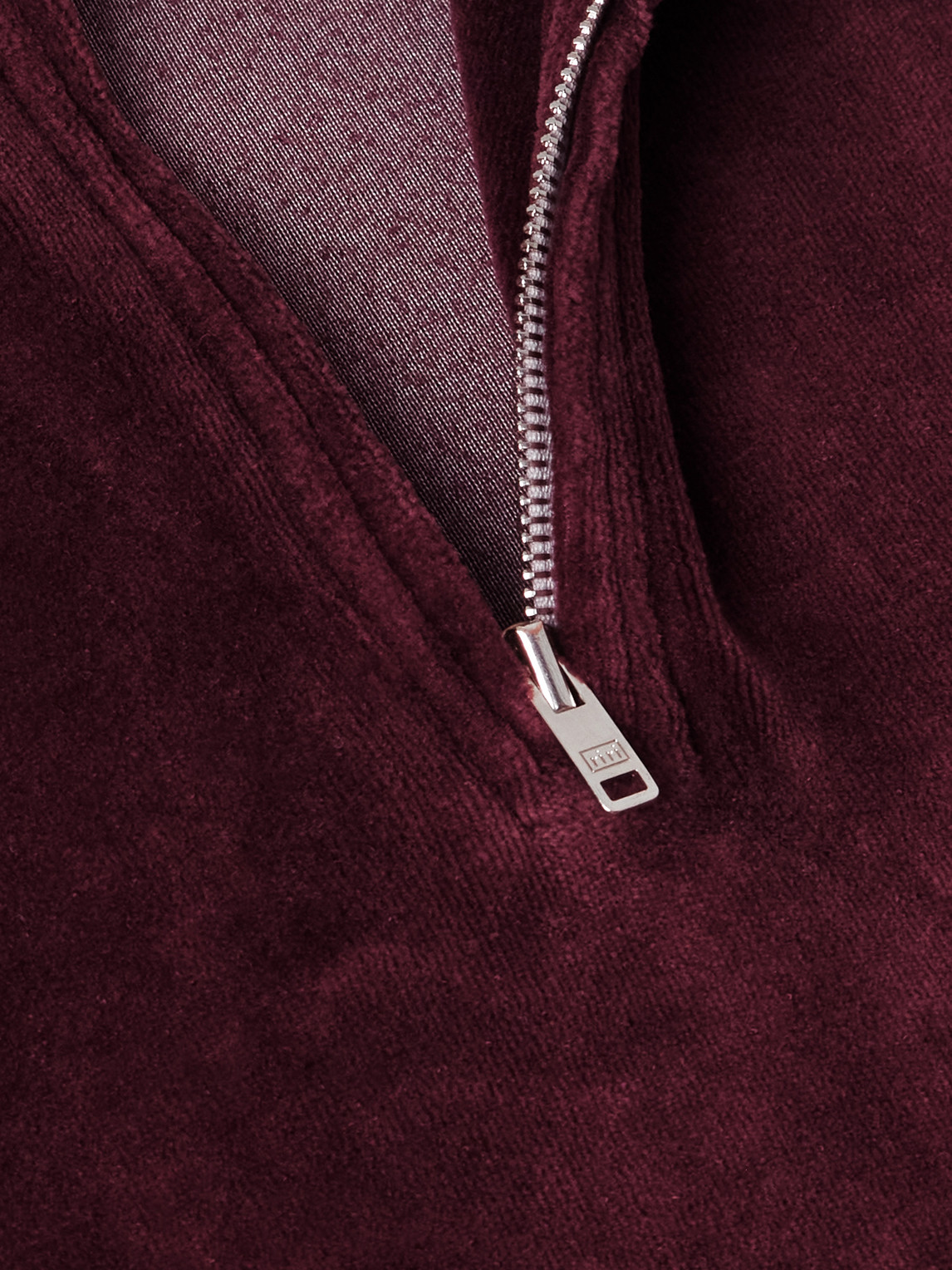 Les Tien Cotton-blend Velour Half-zip Sweatshirt In Burgundy