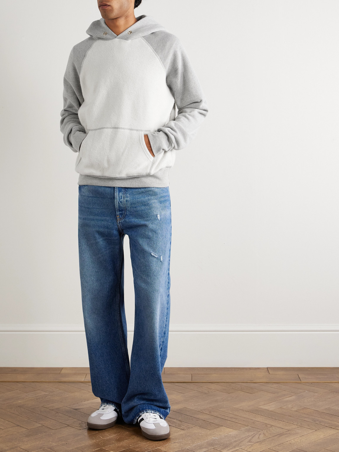 Les Tien Fleece And Cotton-jersey Hoodie In Gray