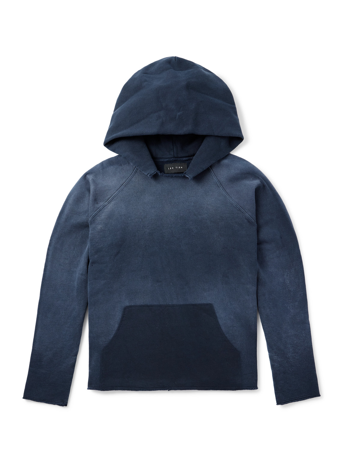 Les Tien Distressed Cotton-jersey Hoodie In Blue
