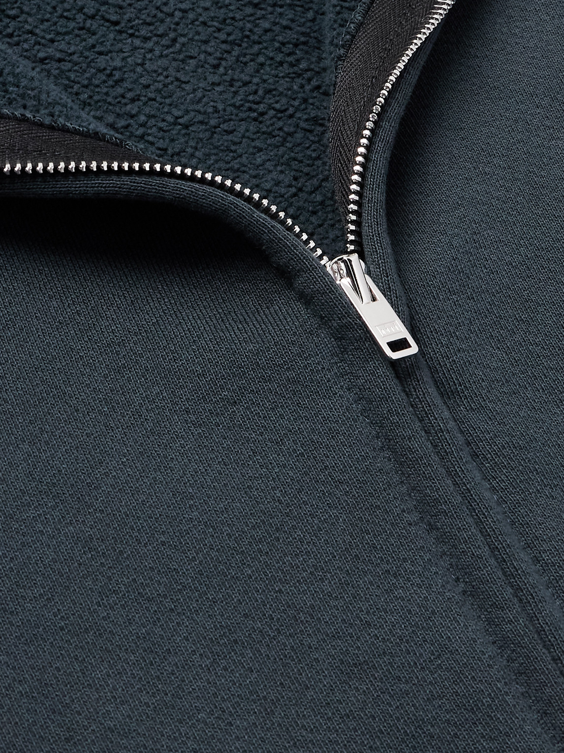 Les Tien Garment-dyed Fleece-back Cotton-jersey Zip-up Hoodie In Black