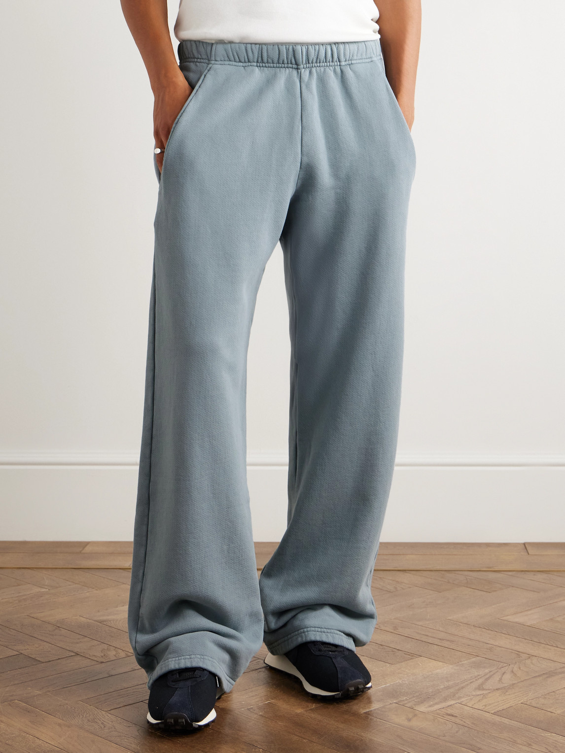 Les Tien Wide-leg Garment-dyed Cotton-jersey Sweatpants In Gray