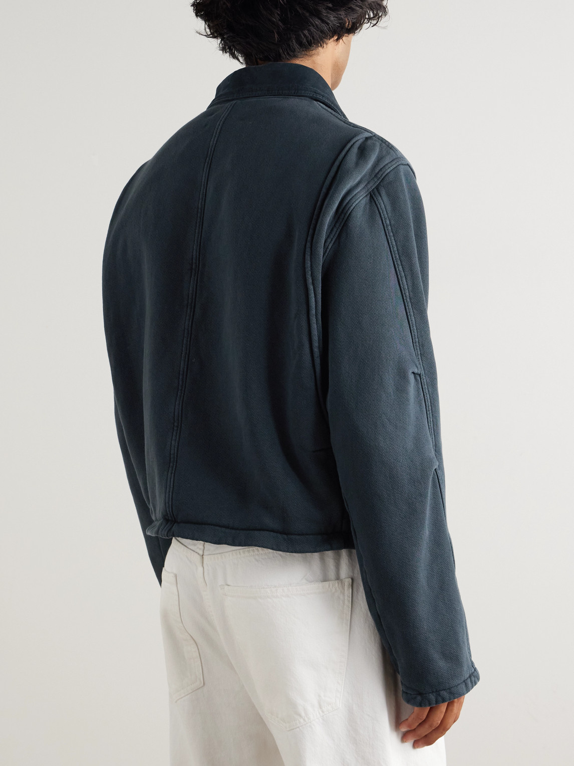 Les Tien Cotton-jersey Zip-up Jacket In Blue
