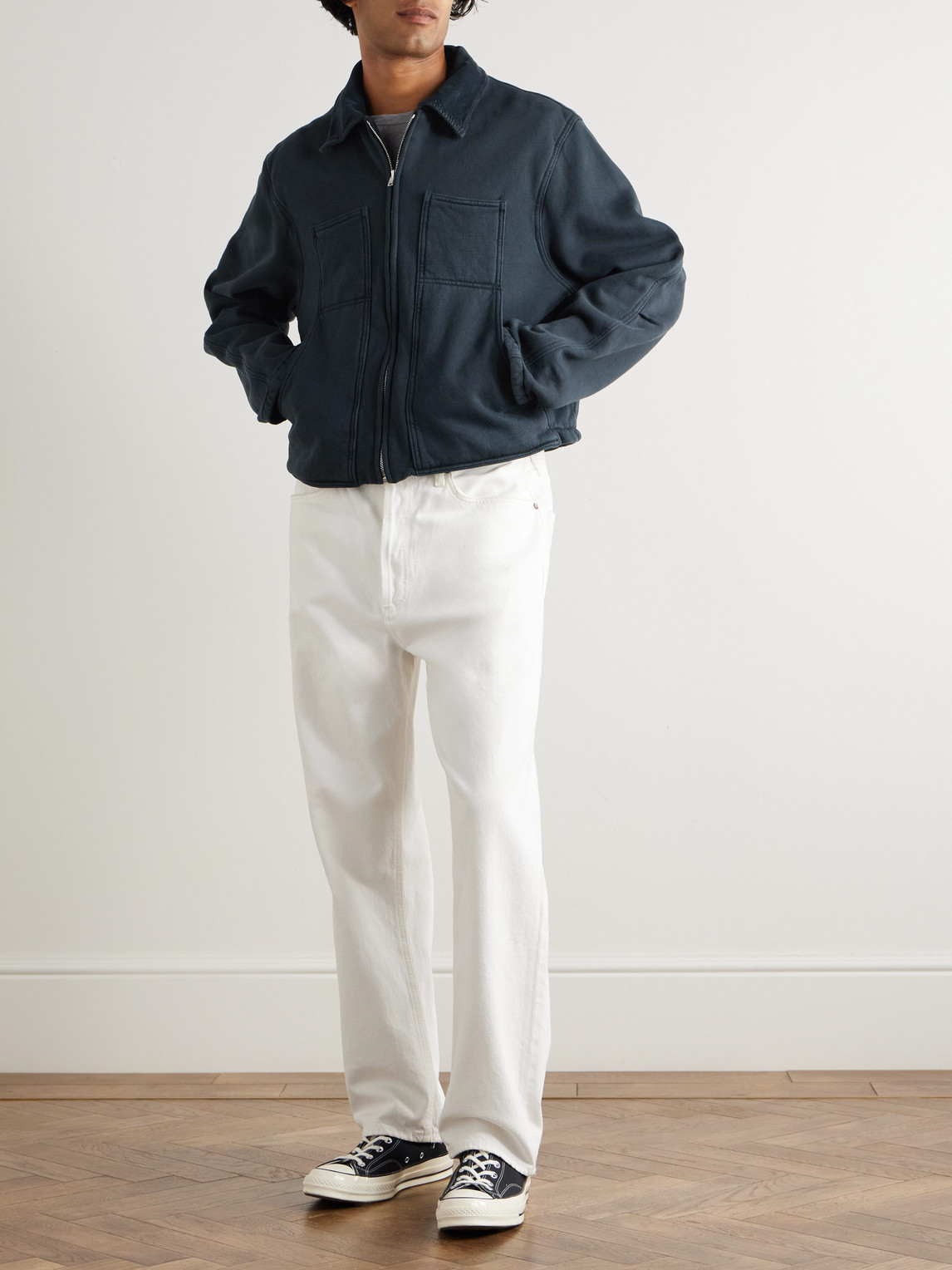 Les Tien Cotton-jersey Zip-up Jacket In Blue
