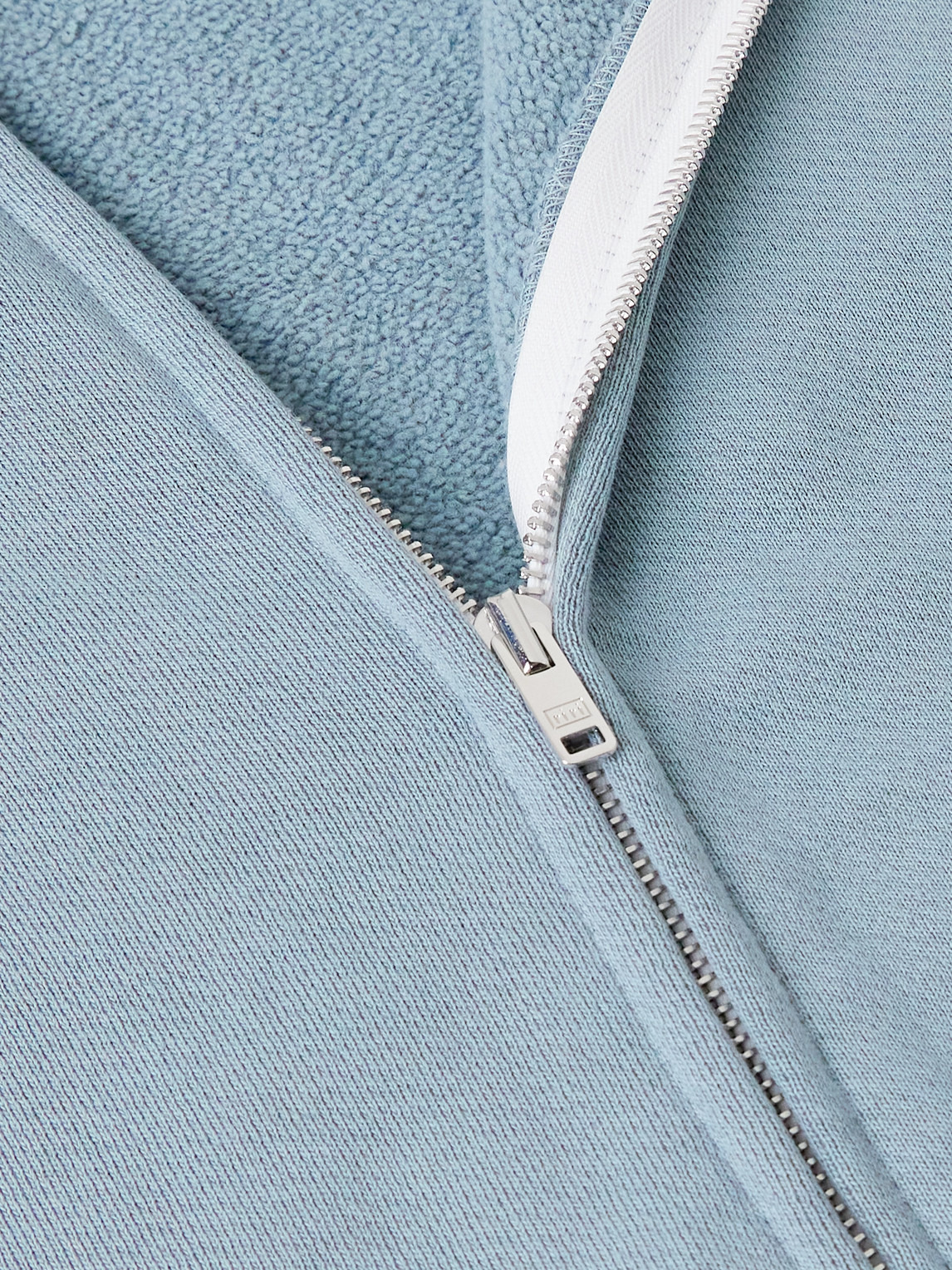 Les Tien Garment-dyed Distressed Cotton-jersey Zip-up Hoodie In Blue