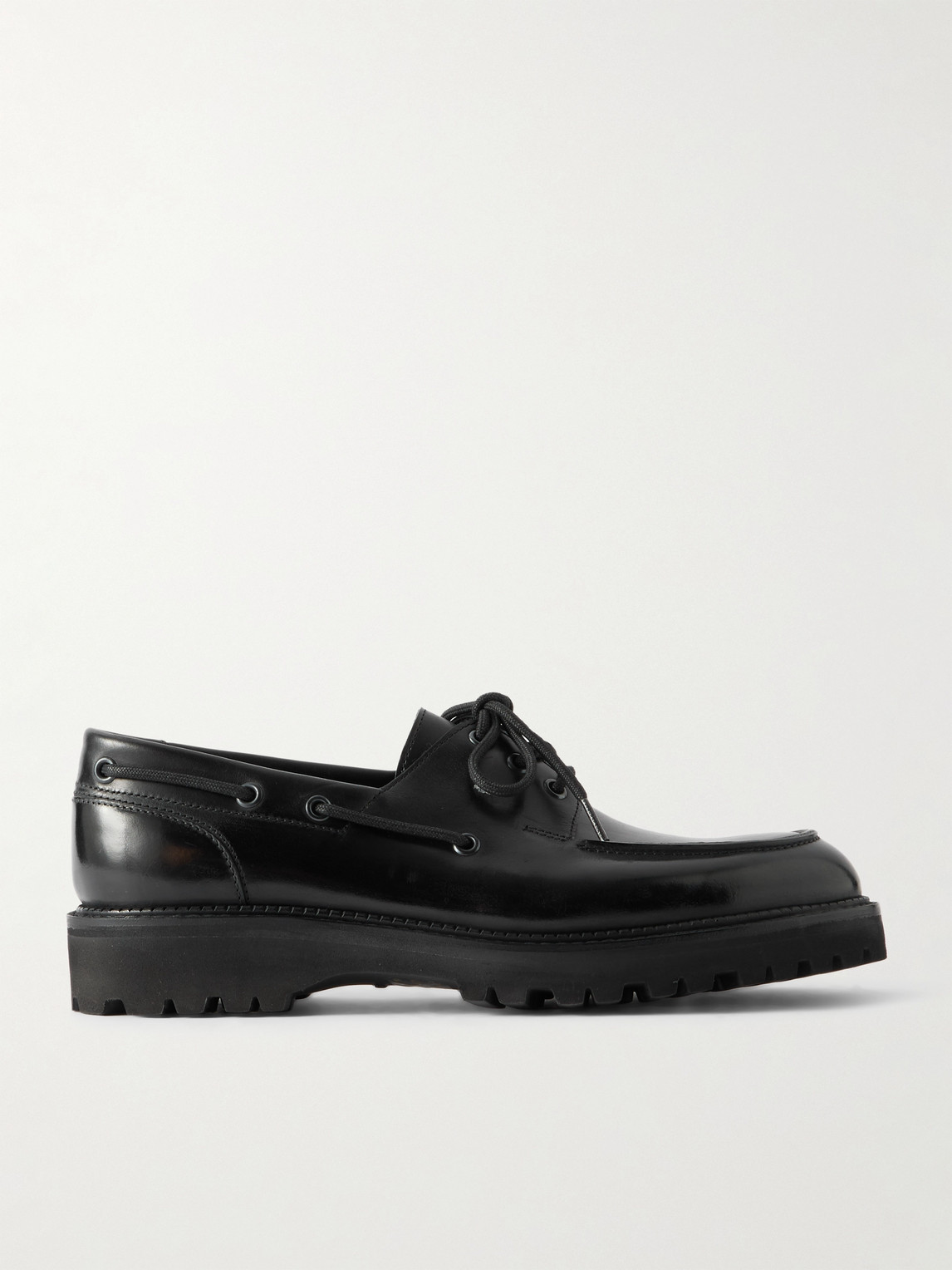 John Lobb Tide Glossed-Leather Boat Shoes - Men