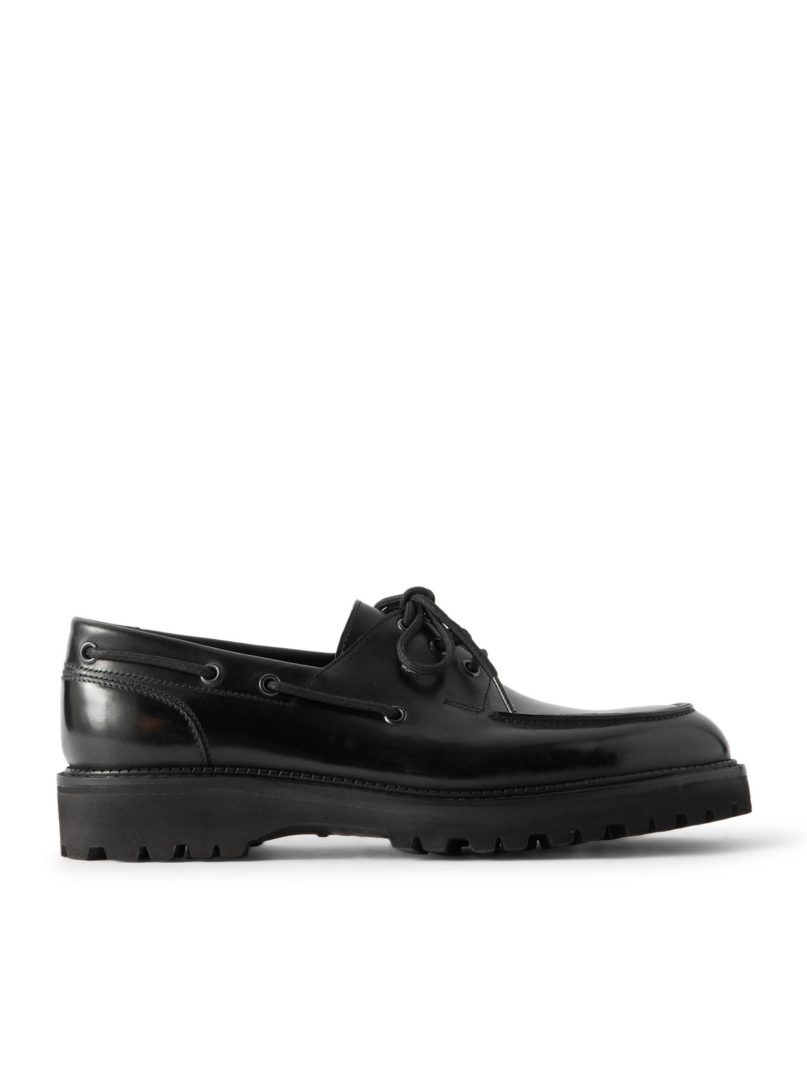 Tide Glossed-Leather Boat Shoes