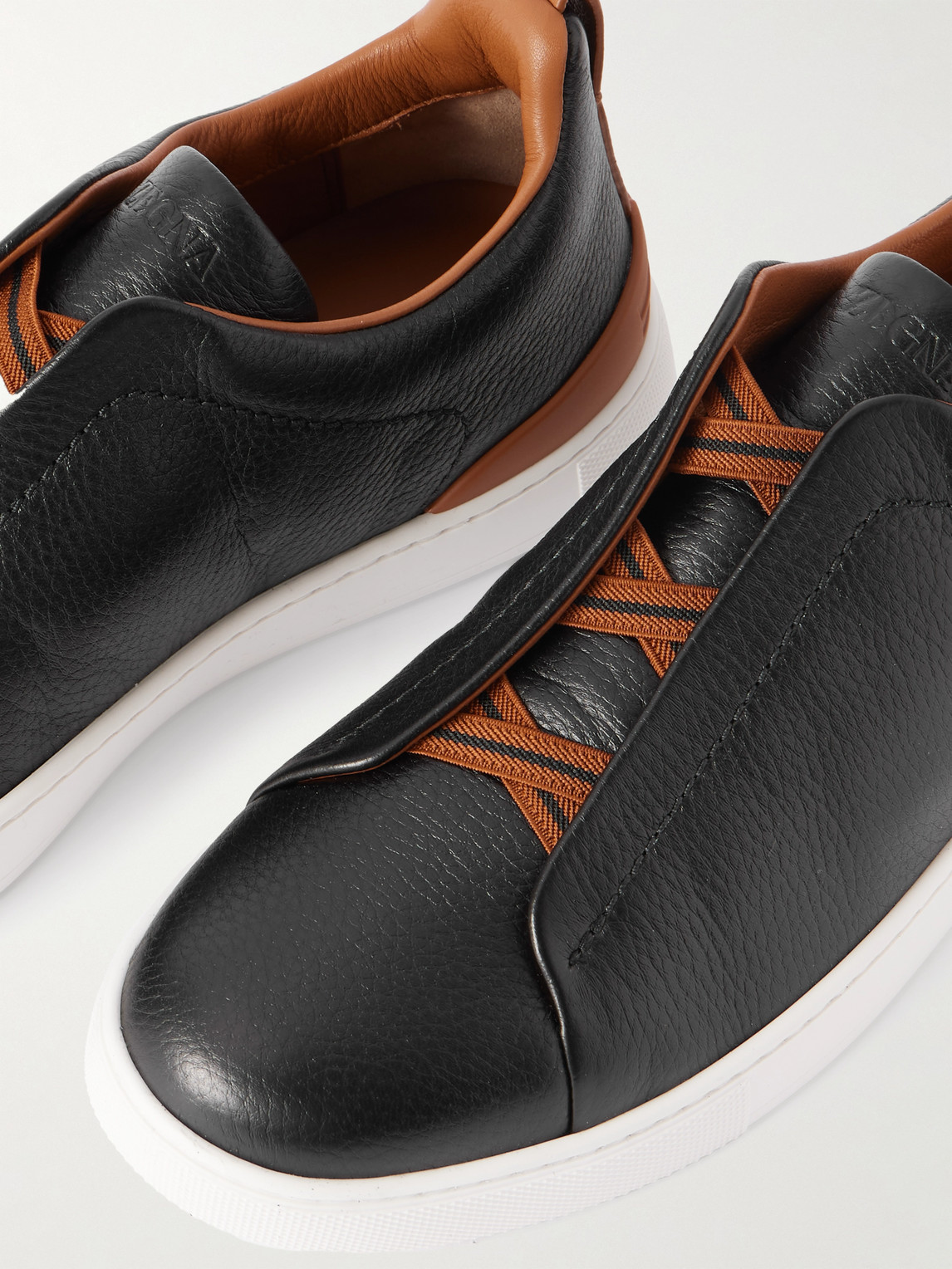 Zegna Sole Contrast Sneakers Pull Tab In Black