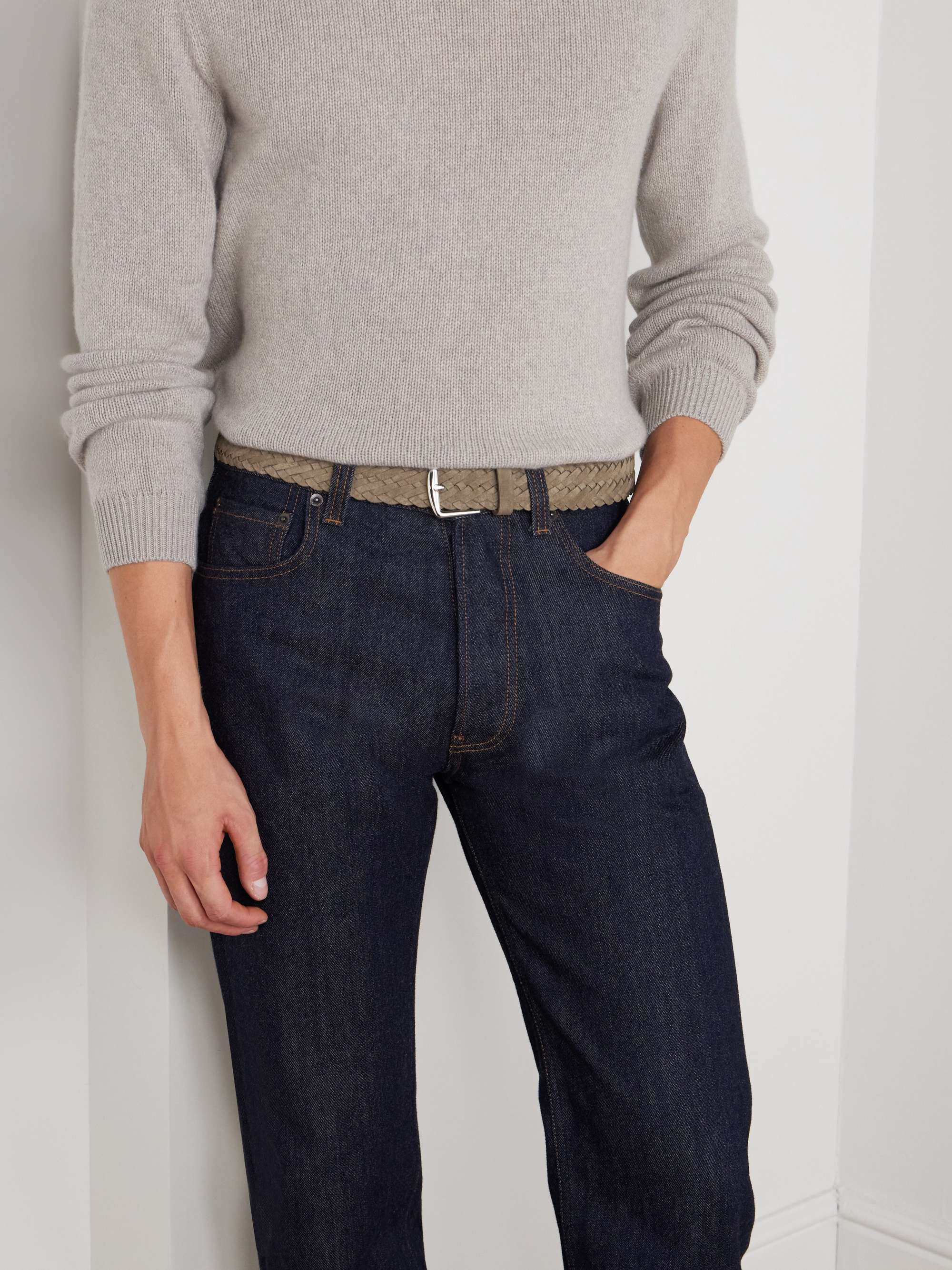 LORO PIANA 4cm Woven Suede Belt