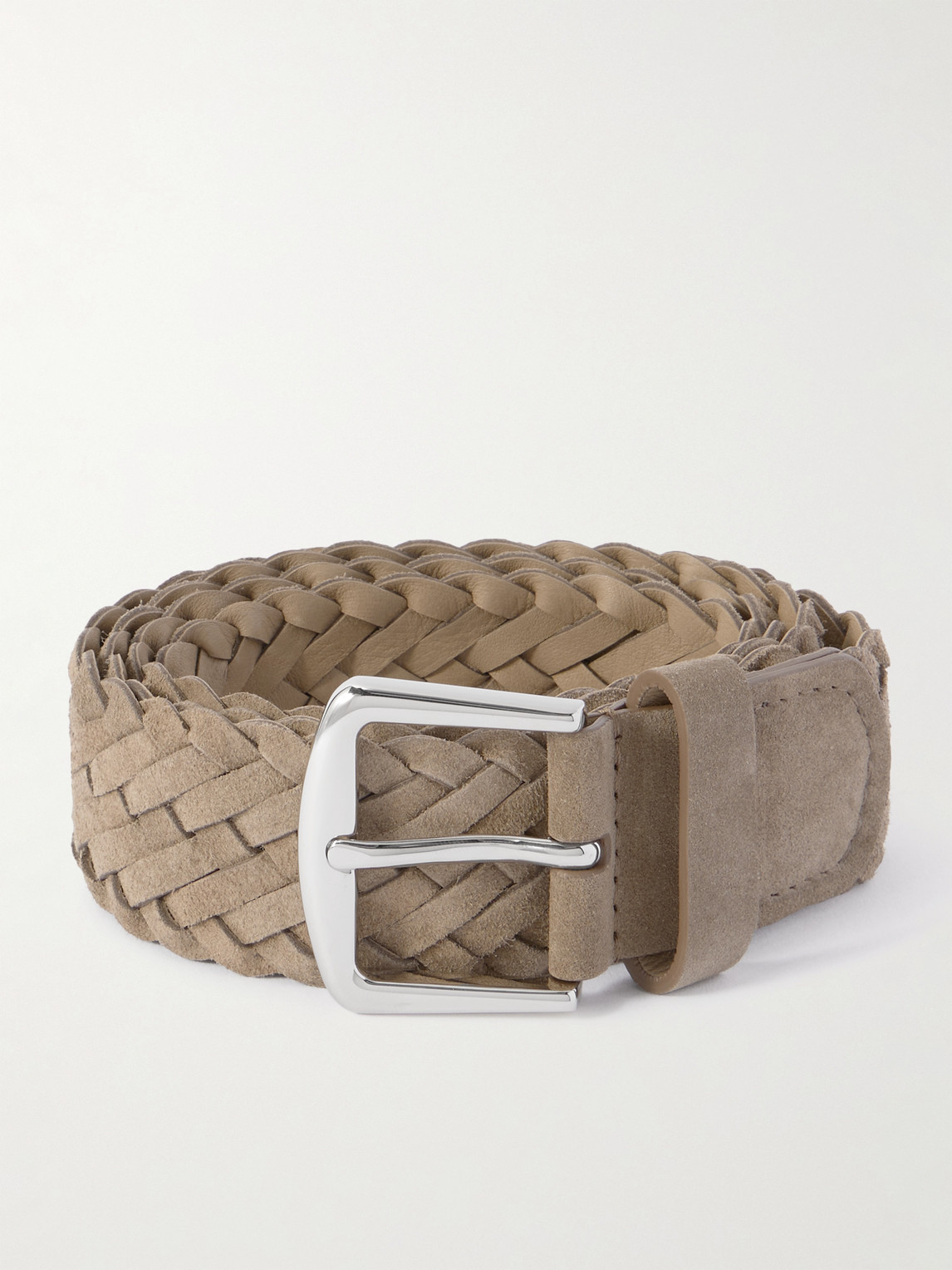 Loro Piana 4cm Woven Suede Belt In Brown