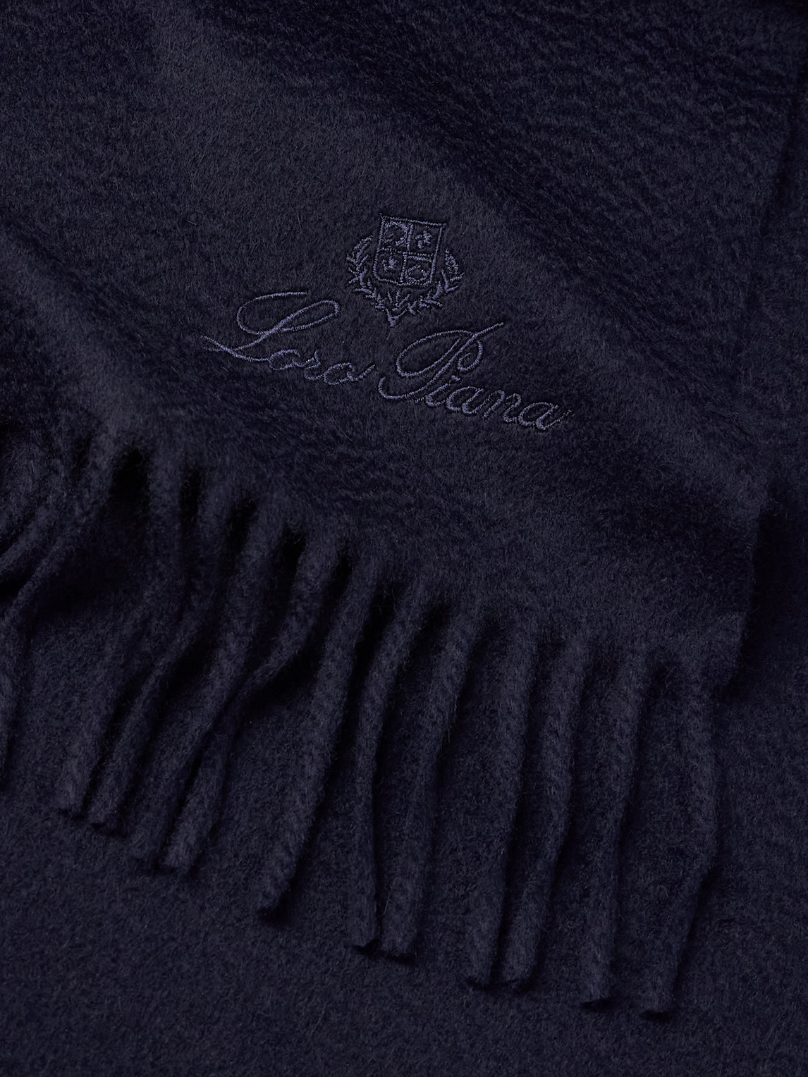 Loro Piana Logo-embroidered Fringed Cashmere Scarf