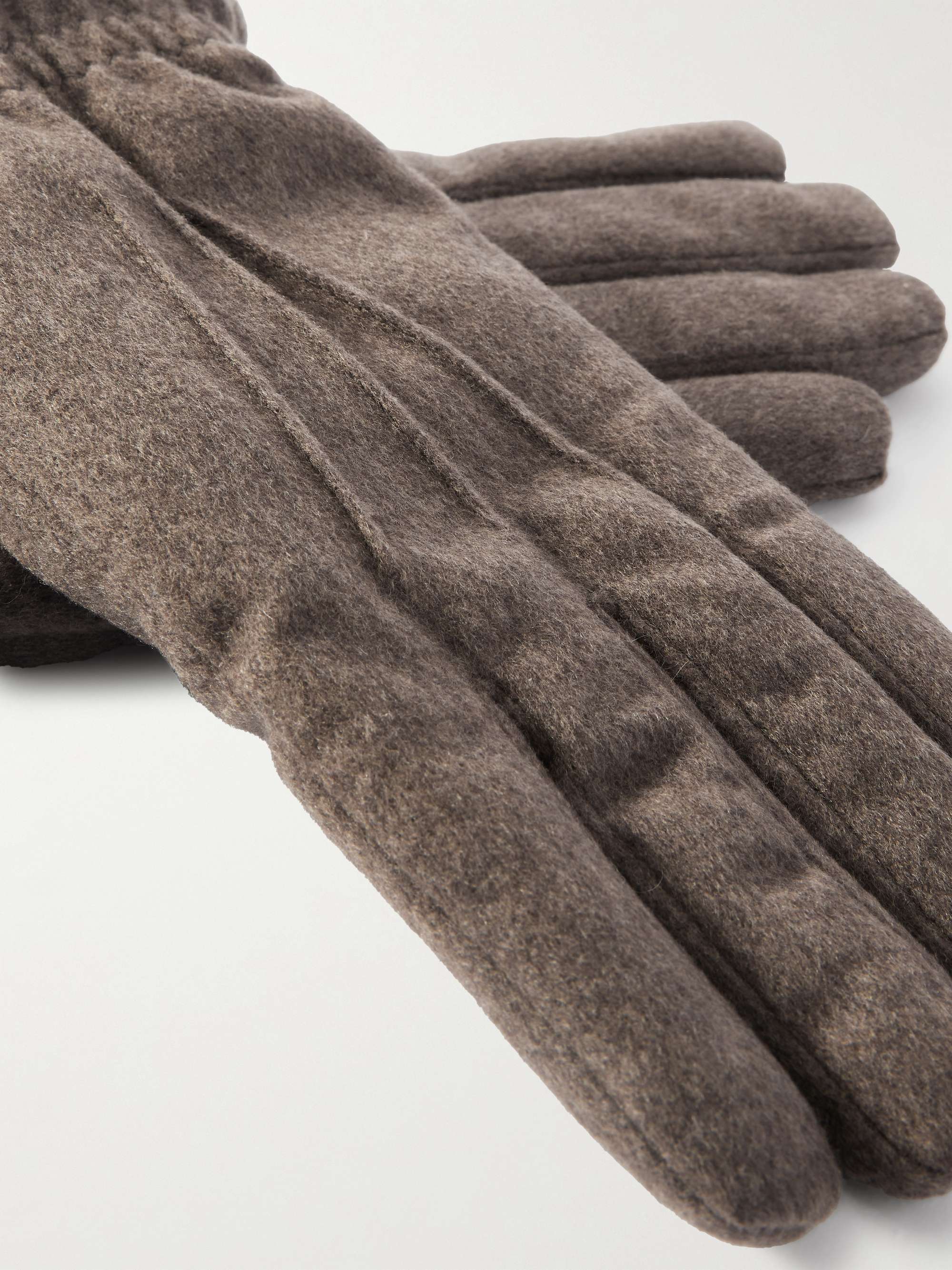 LORO PIANA Storm System Suede-Trimmed Padded Cashmere Gloves
