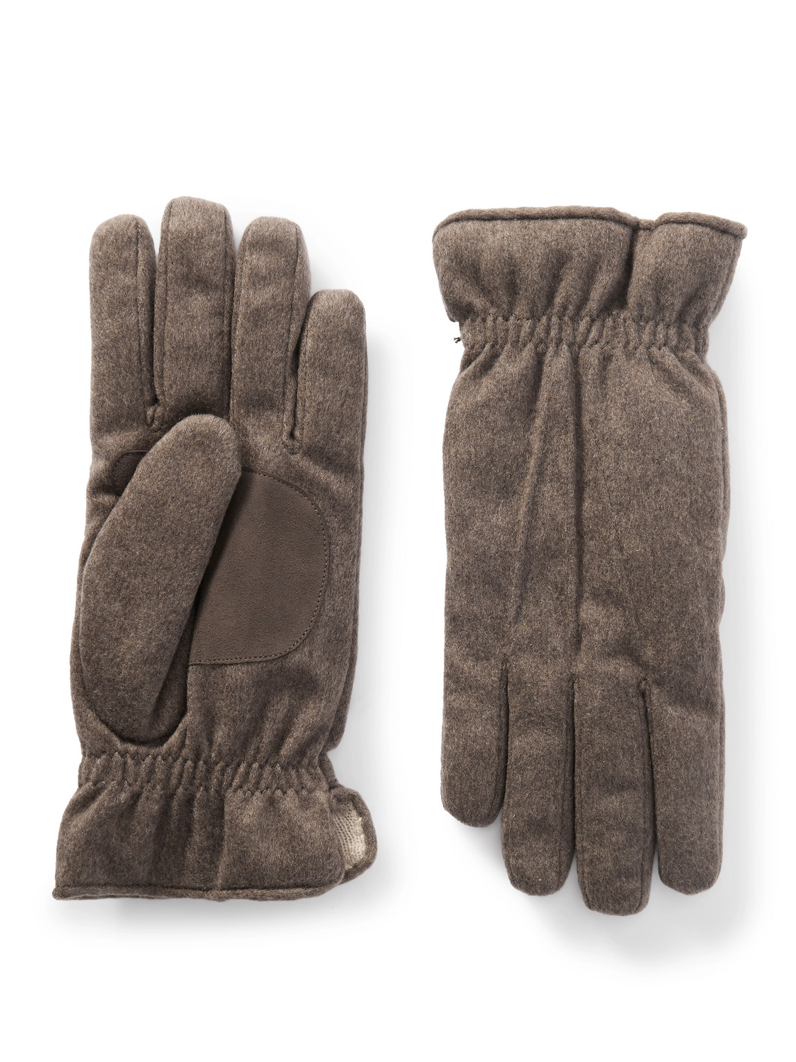 Loro Piana Suede-trimmed Padded Storm System® Cashmere Gloves In Brown