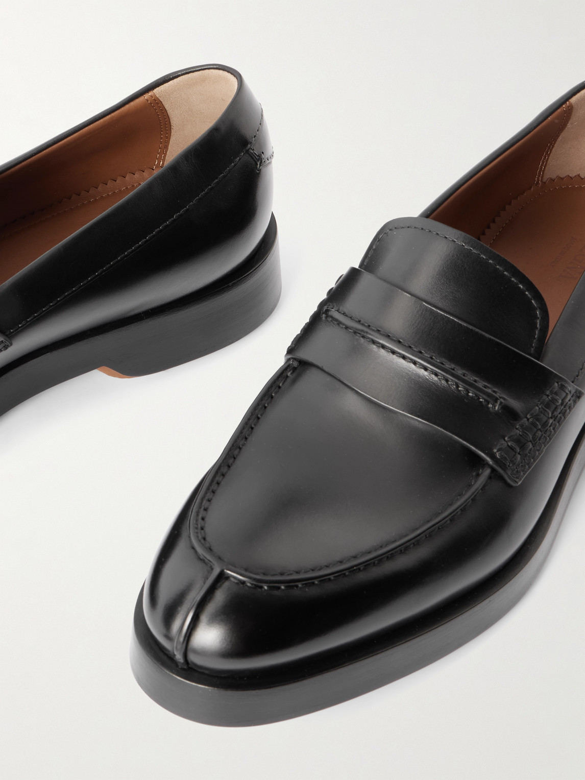 Zegna Udine Leather Penny Loafers In Blue