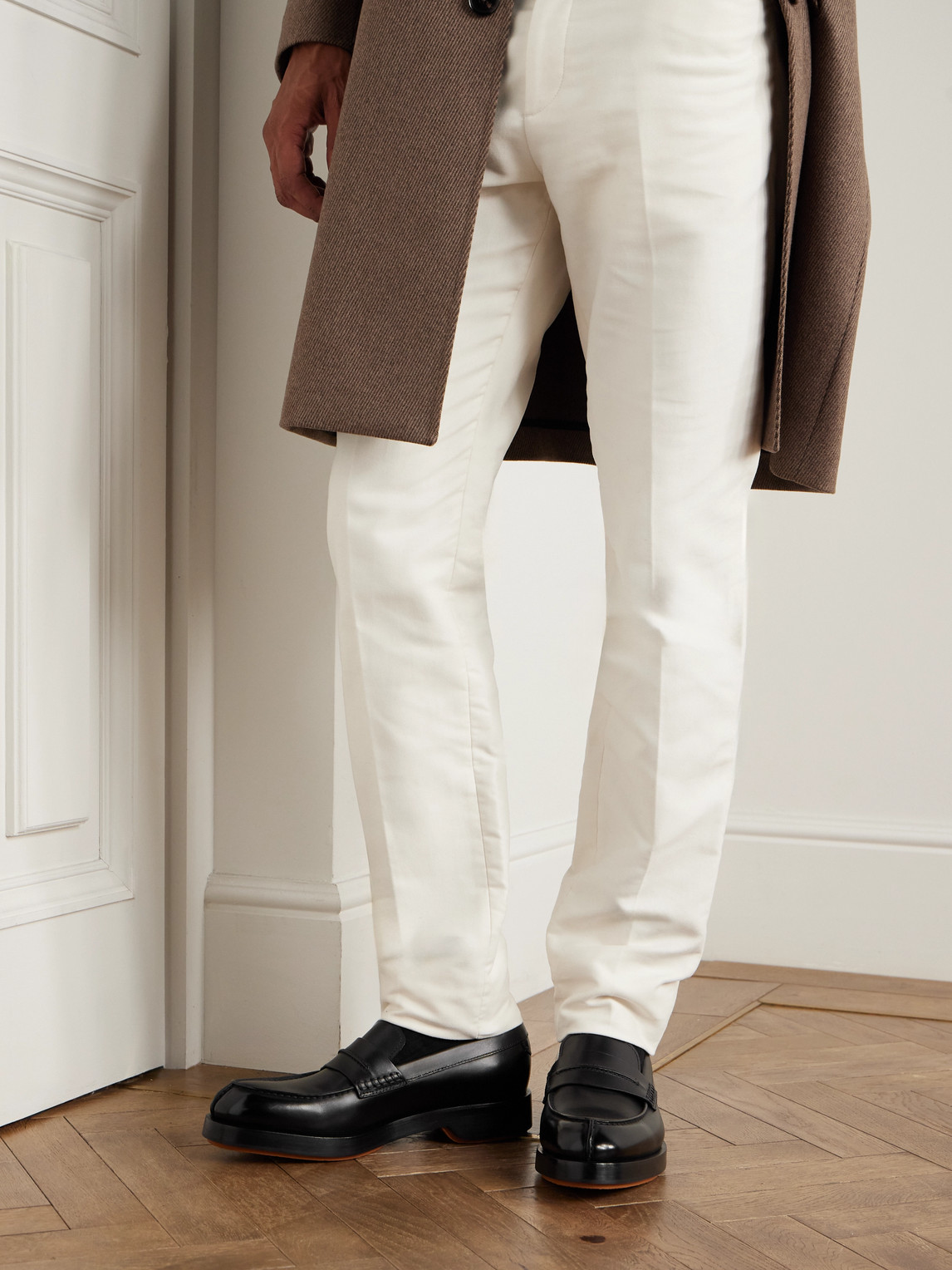 Zegna Udine Leather Penny Loafers In Blue