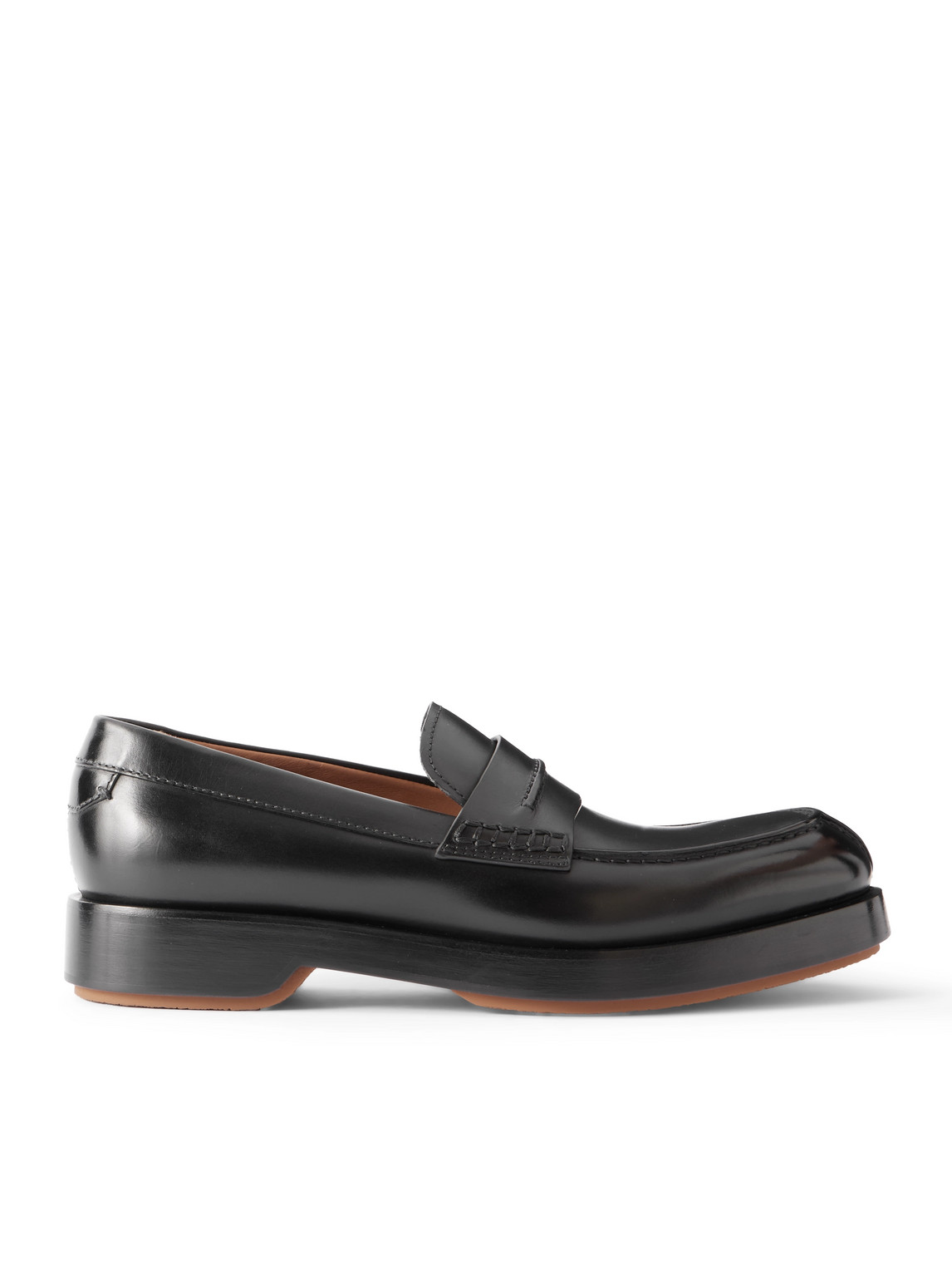 Zegna Udine Leather Penny Loafers In Blue