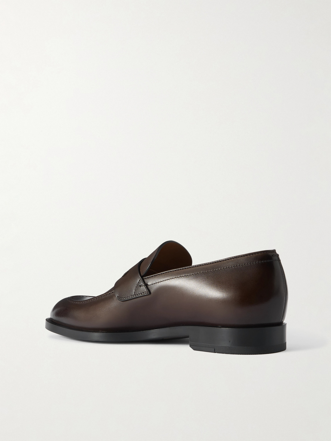 Zegna New Classic Flex Glossed-leather Penny Loafers In Brown