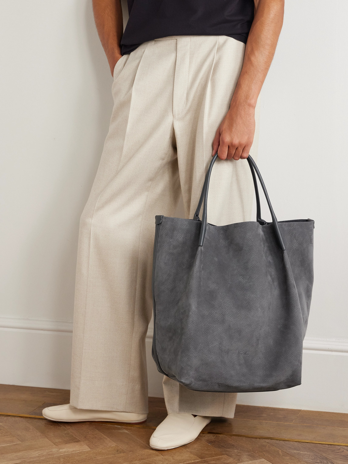 Bale Extra-Large Leather-Trimmed Full-Grain Nubuck Tote Bag — 2