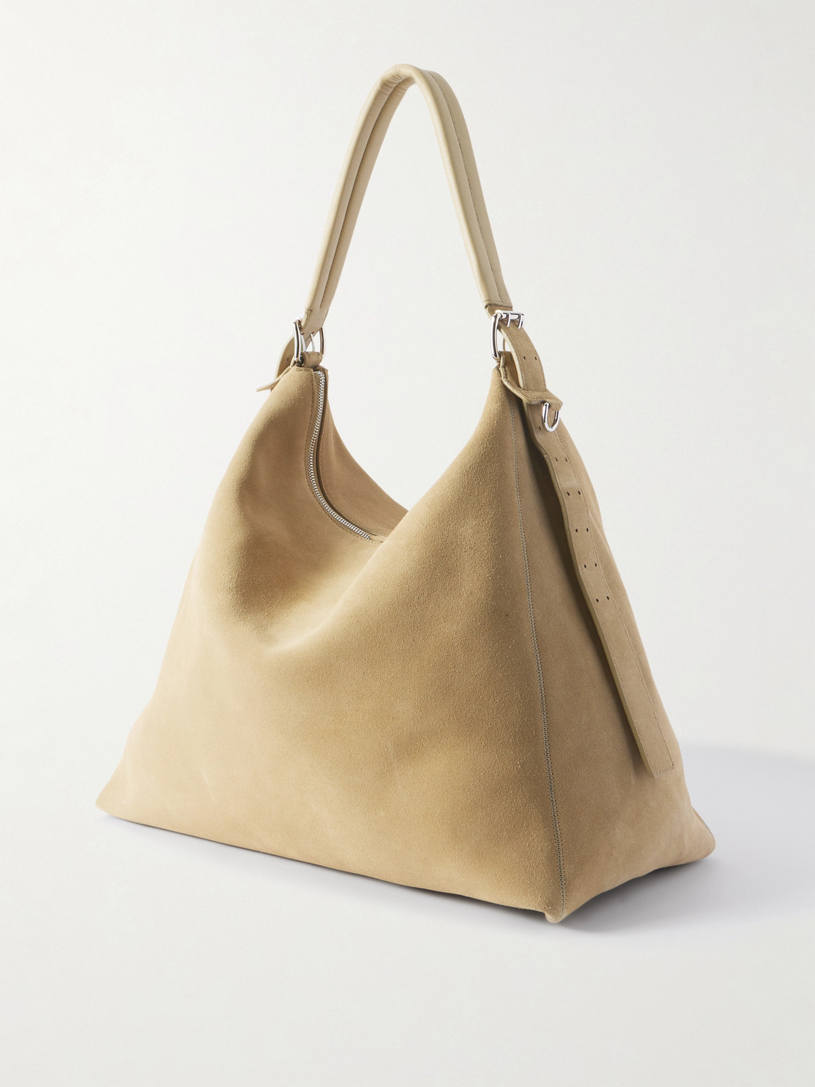 Lemaire Leather-trimmed Suede Tote In Neutral