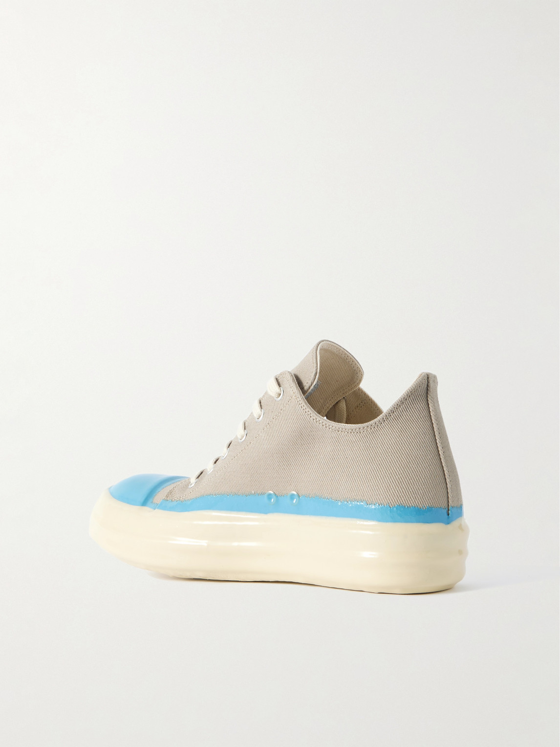 Rick Owens Drkshdw Lacquered-denim Sneakers In Gray