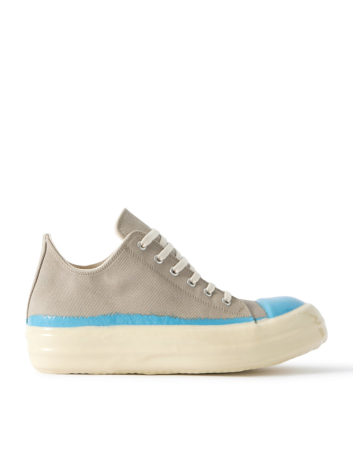 Rick Owens Drkshdw Lacquered-denim Sneakers In Gray
