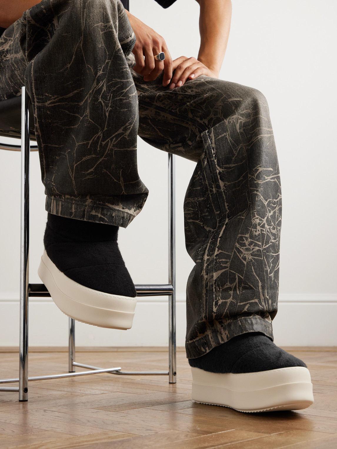 Rick Owens Drkshdw Mega Bumper Quilted Brushed-cotton Boots In Black