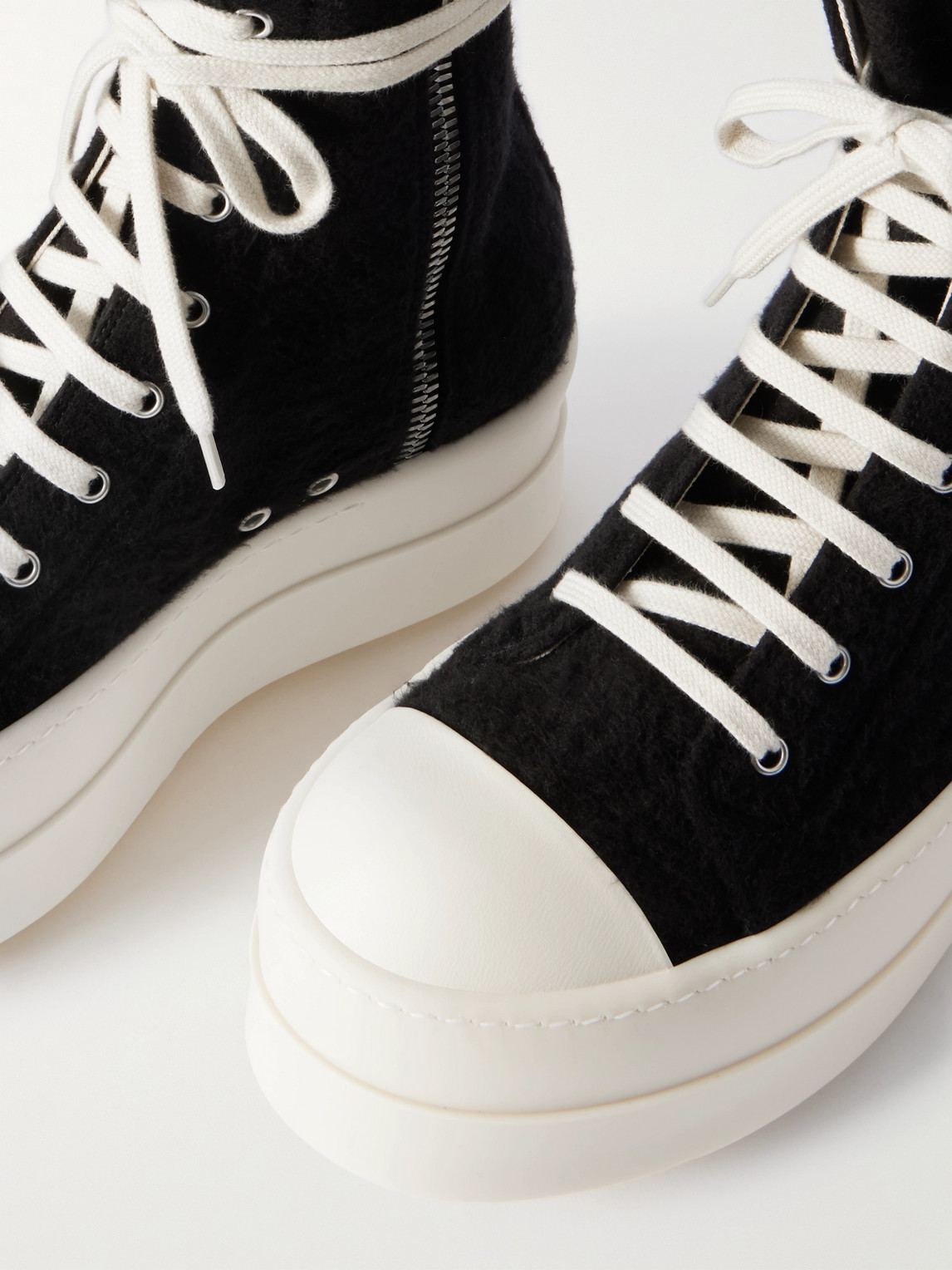 Rick Owens Drkshdw Double Bumper Exaggerated-sole Plush Sneakers In Black