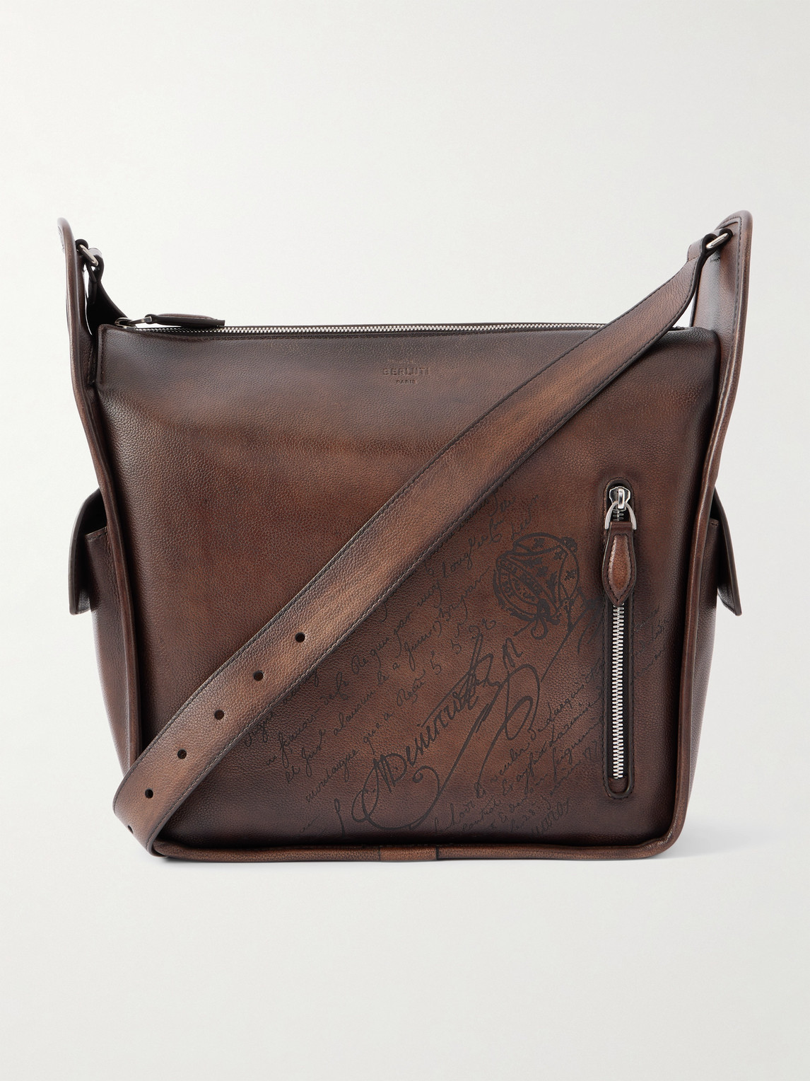 Berluti Périple Scritto Full-Grain Venezia Leather Messenger Bag - Men