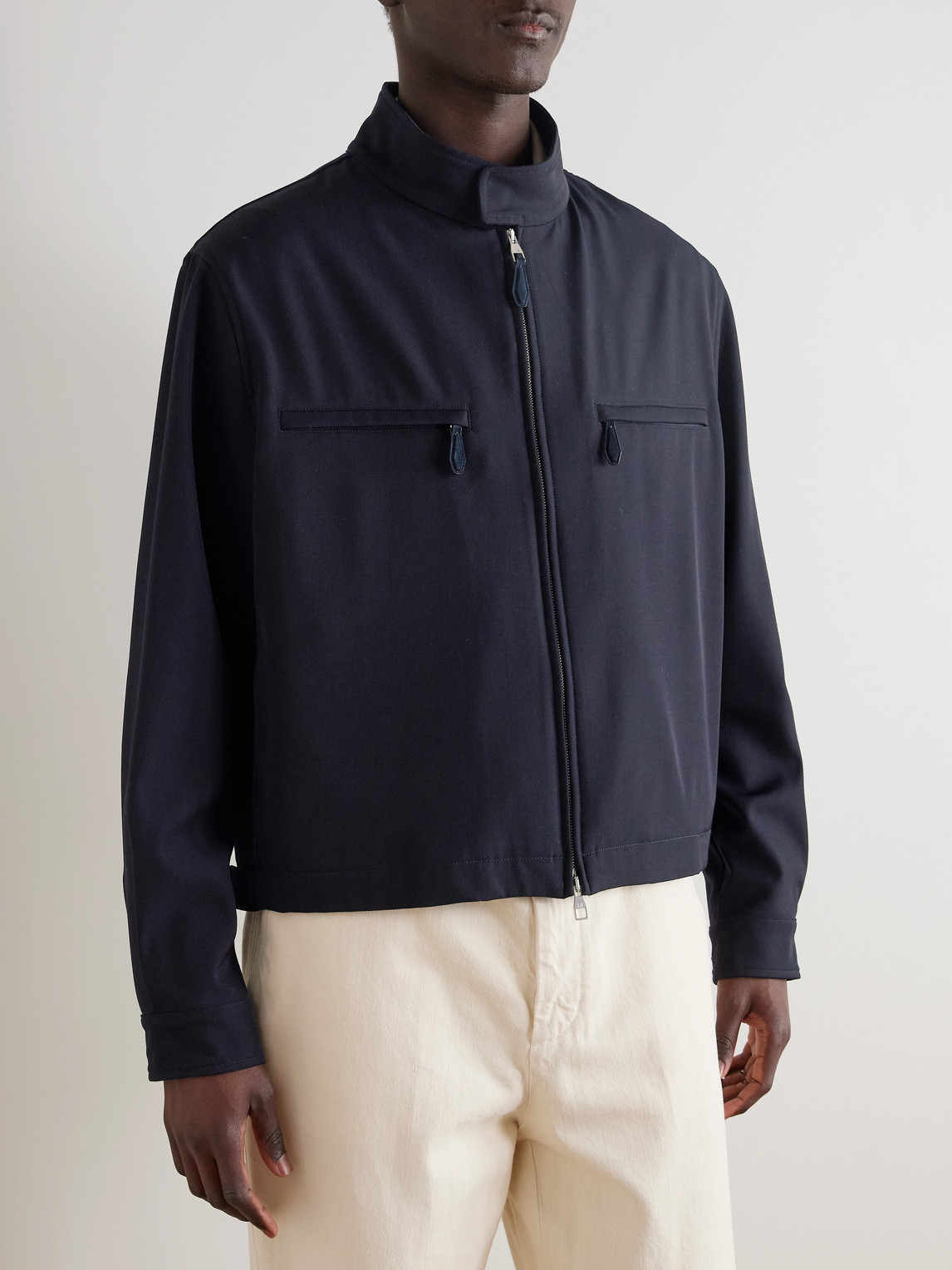 Dunhill Tech-wool Twill Blouson Jacket In Blue